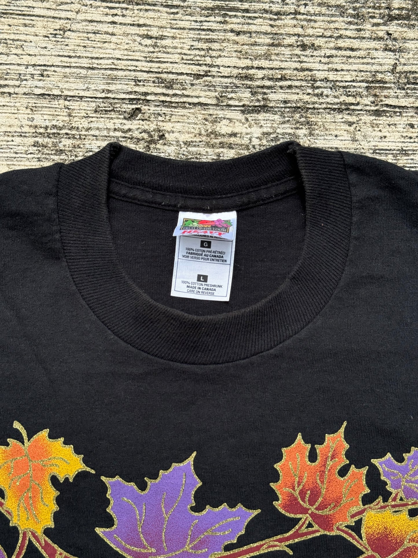 Vintage Autumn Leaves Glitter Graphic T-Shirt 90s