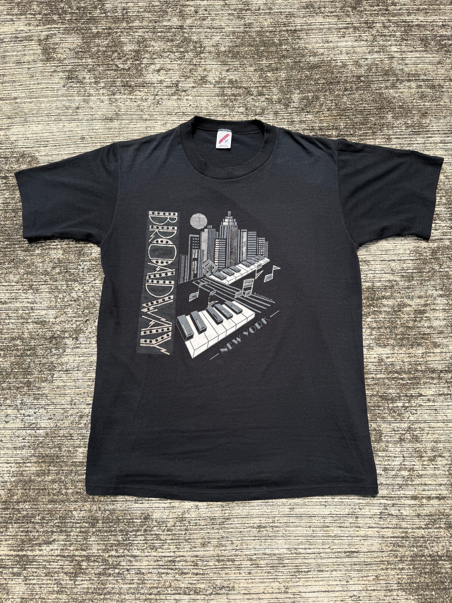 Vintage Broadway New York Piano Skyline T-Shirt