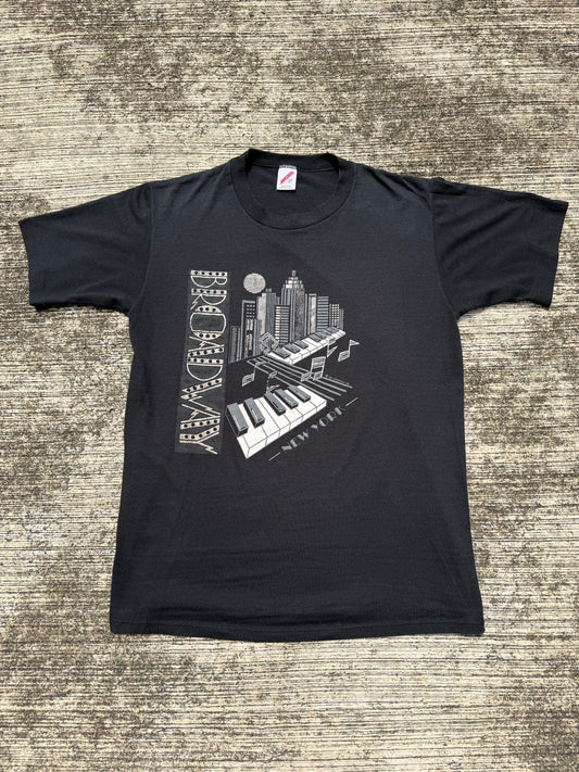 Vintage Broadway New York Piano Skyline T-Shirt