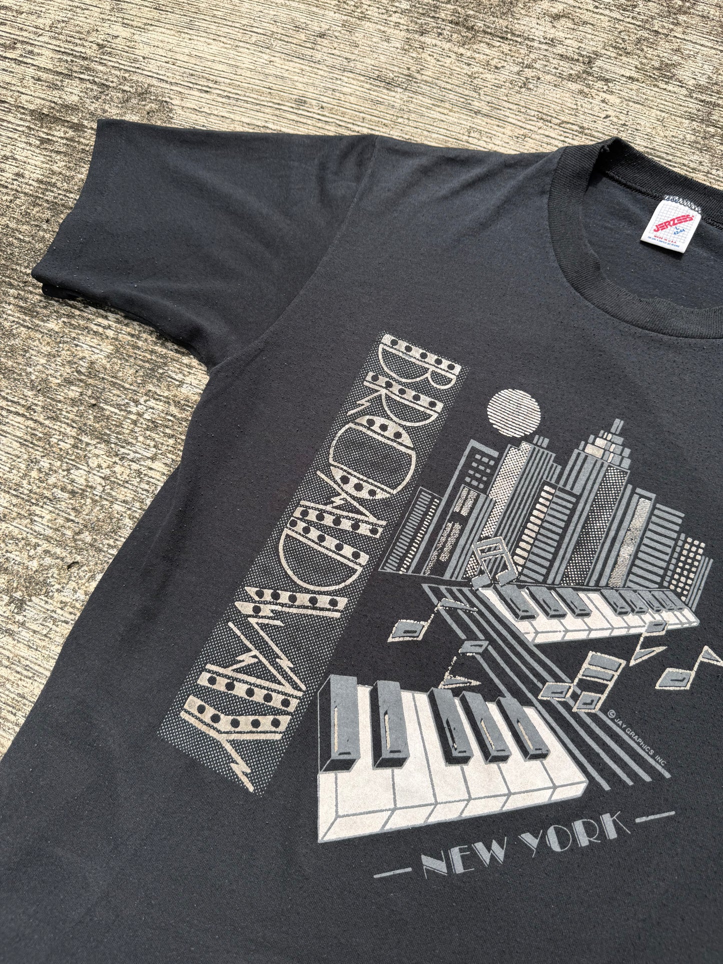 Vintage Broadway New York Piano Skyline T-Shirt