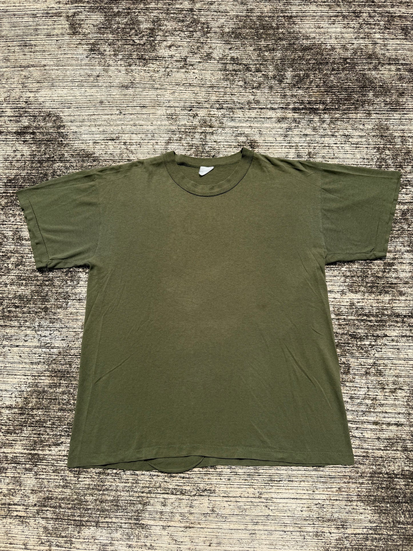 Vintage 1990s Olive Green Military Style Blank Tee