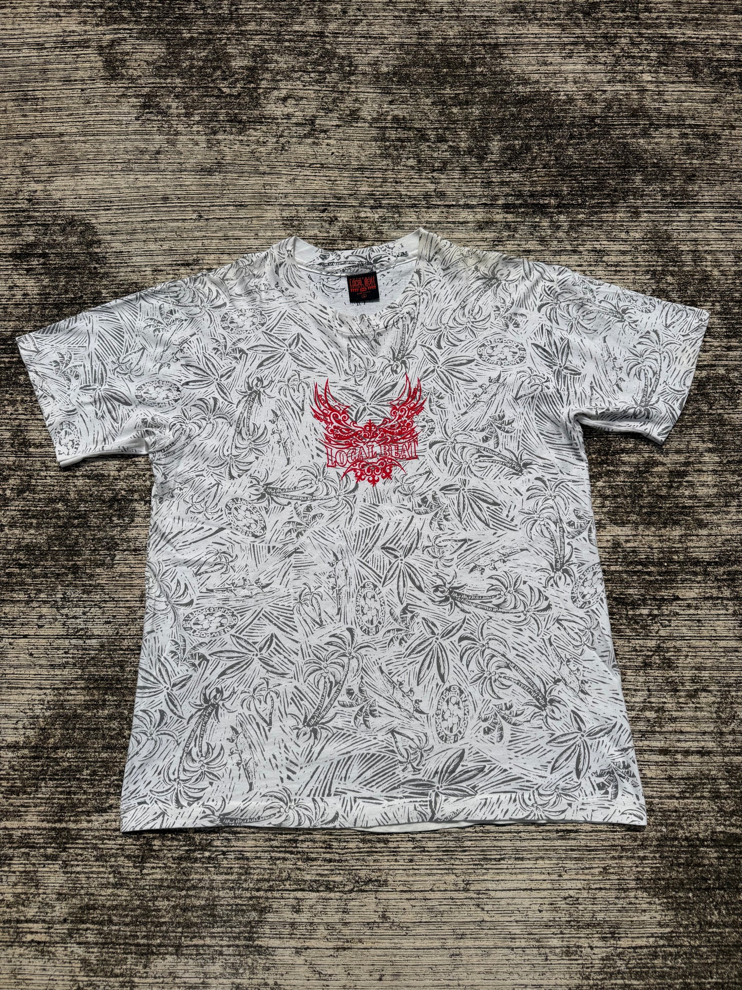 Vintage 1990s Local Beat Tribal Graphic All Over Print Tee