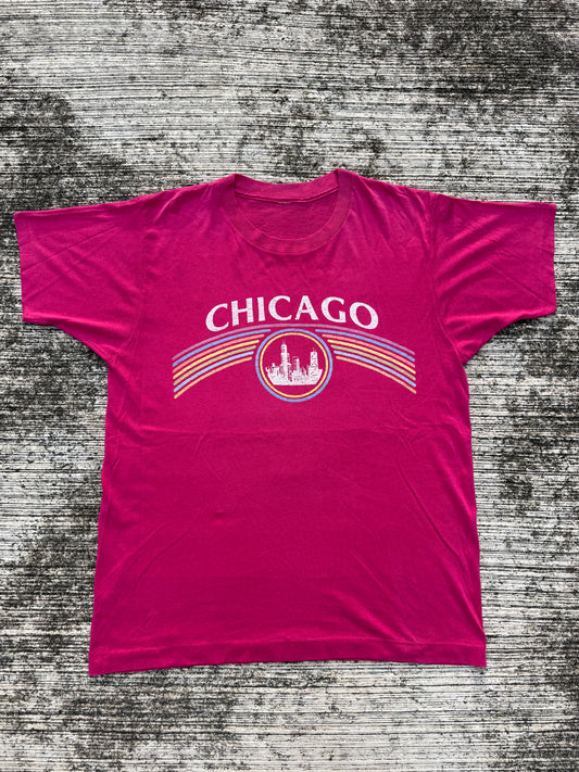 Vintage 1980s Chicago Skyline Souvenir Tee