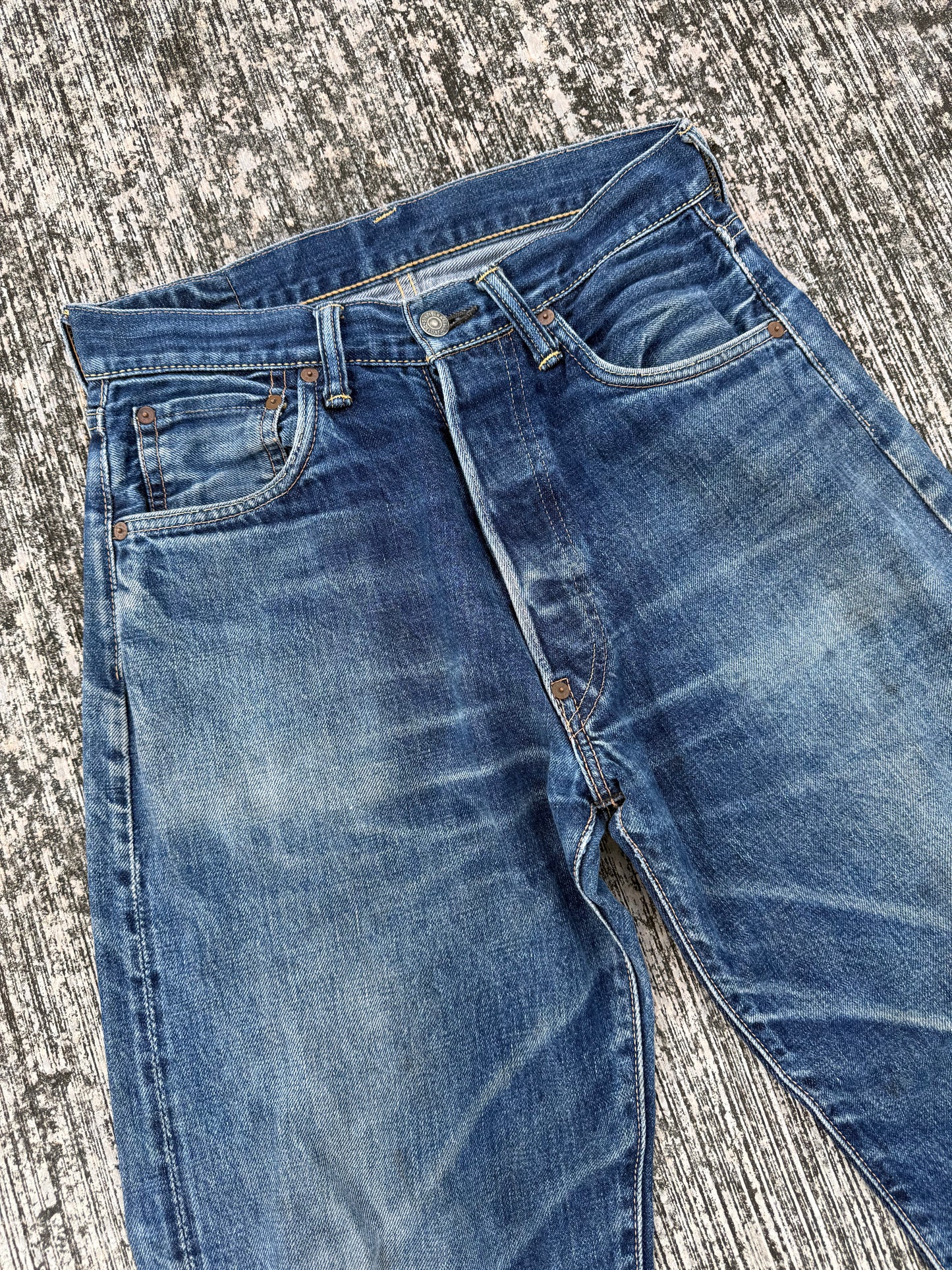 Vintage Evisu Japan Selvedge Jeans w/ Kanji & Motorcycle Print (2000s Special Edition)