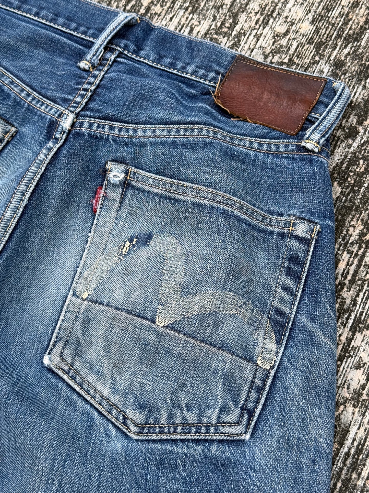 Vintage Evisu Japan Selvedge Jeans w/ Kanji & Motorcycle Print (2000s Special Edition)