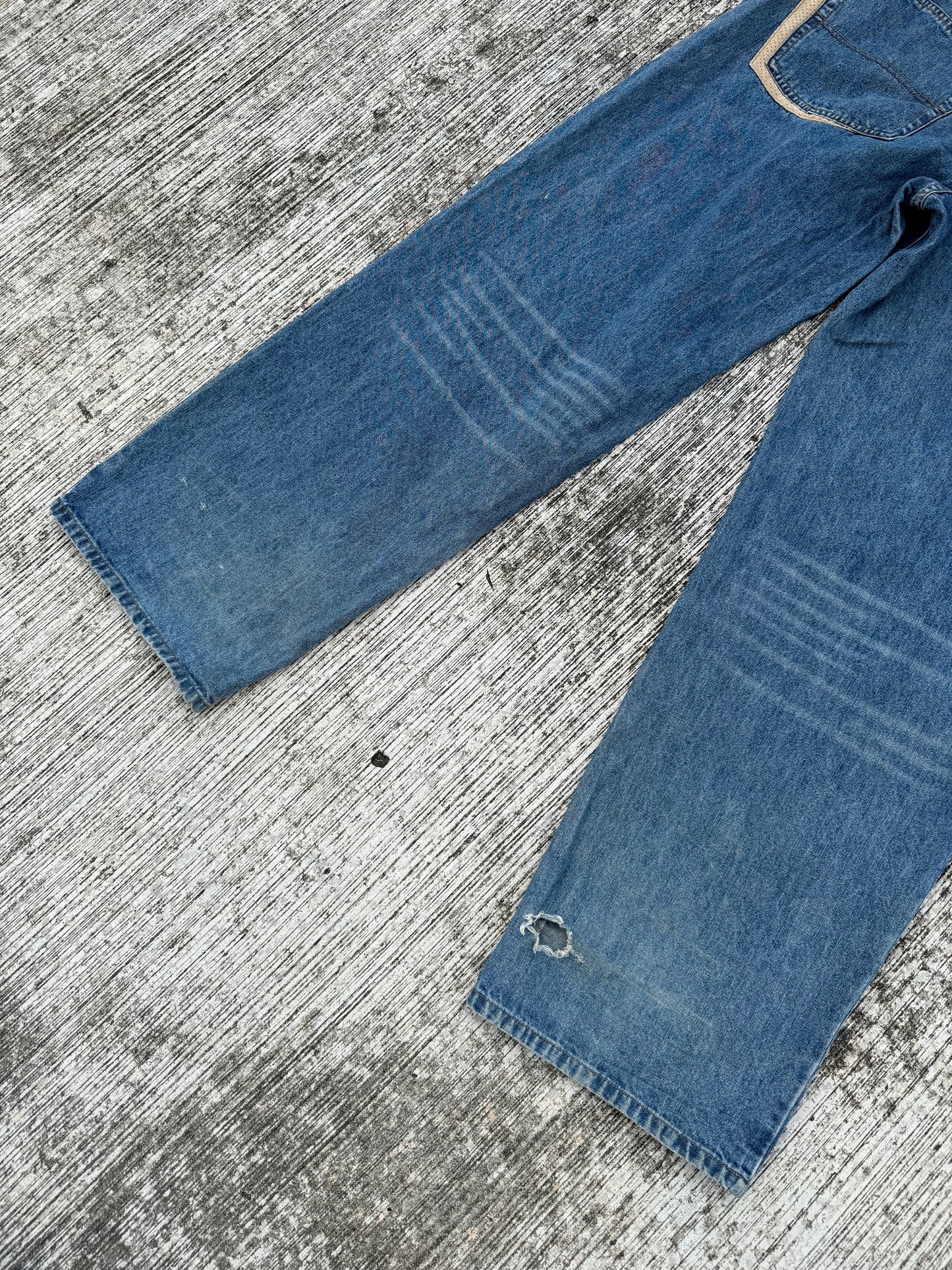 Hard Knocks NY Baggy Jeans w/ Suede Pocket Panels (2000s Streetwear)