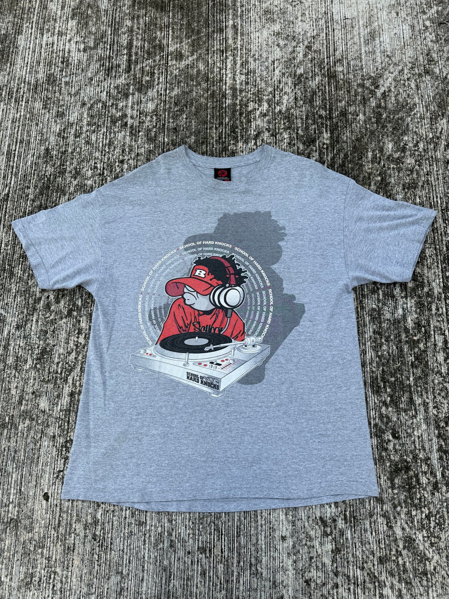 School of Hard Knocks DJ Turntable Tee (2000s Streetwear Hip-Hop)