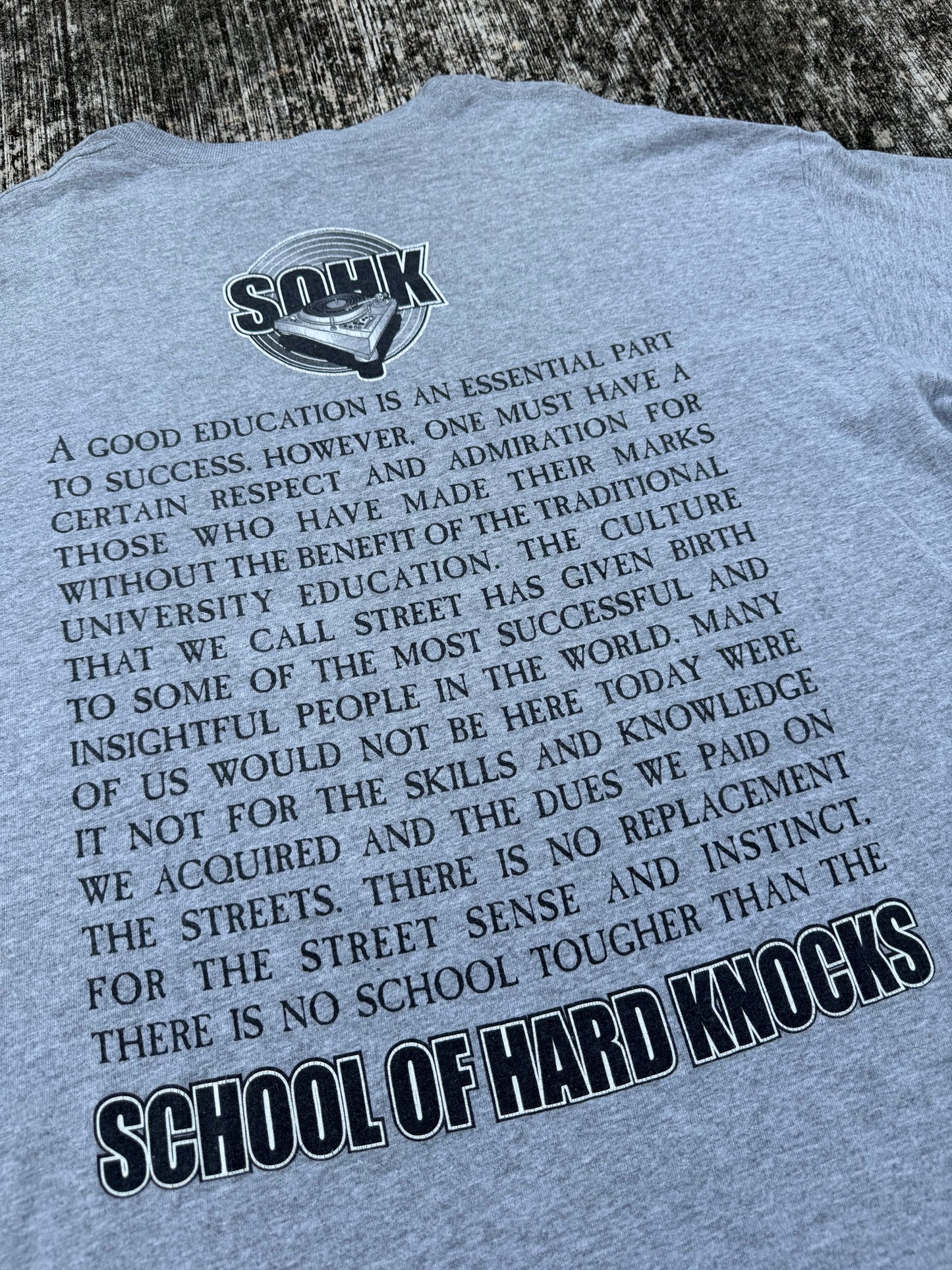 School of Hard Knocks DJ Turntable Tee (2000s Streetwear Hip-Hop)