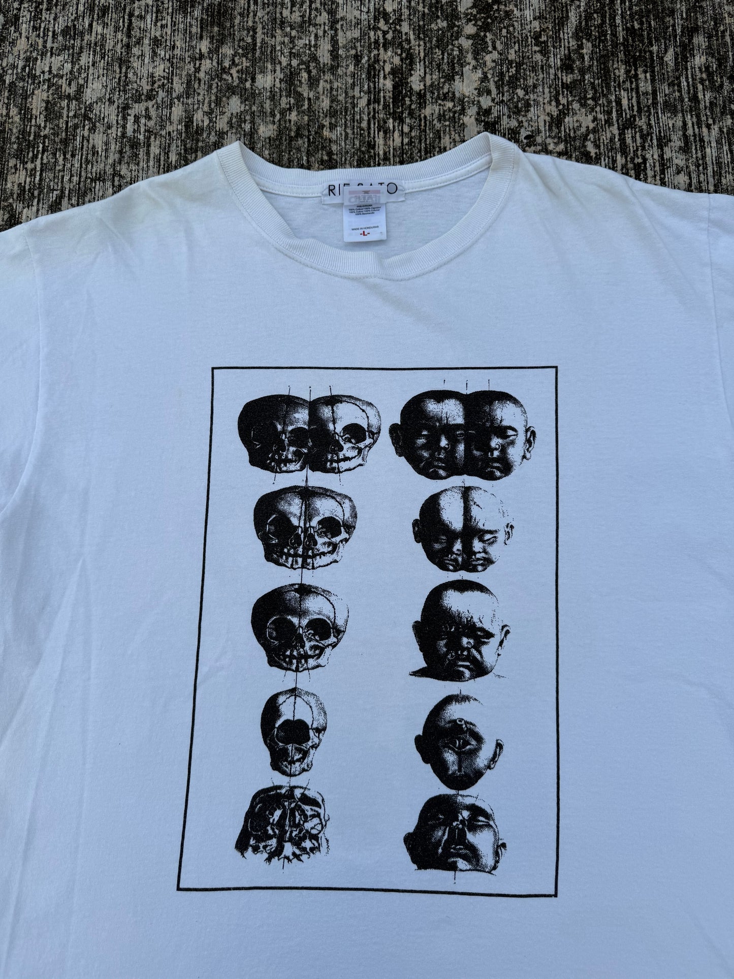 Vintage Rie Sato Paris Avant-Garde Anatomy Graphic Tee (2000s Art Fashion)