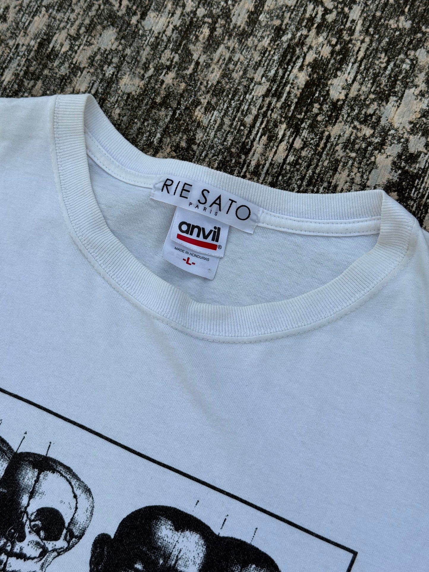 Vintage Rie Sato Paris Avant-Garde Anatomy Graphic Tee (2000s Art Fashion)