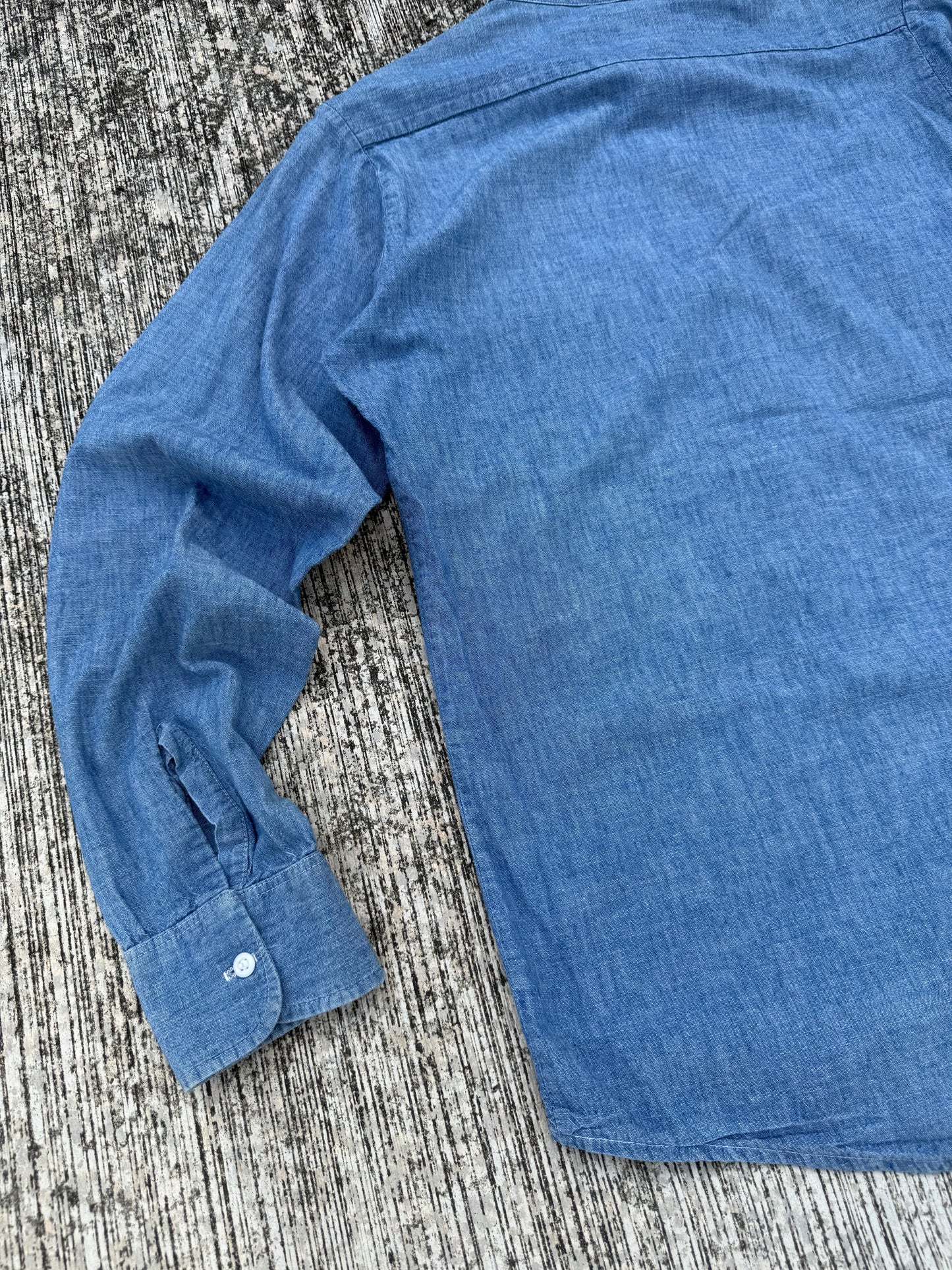 Vintage Chambray Long Sleeve Work Shirt (1970s–1980s USA Made)