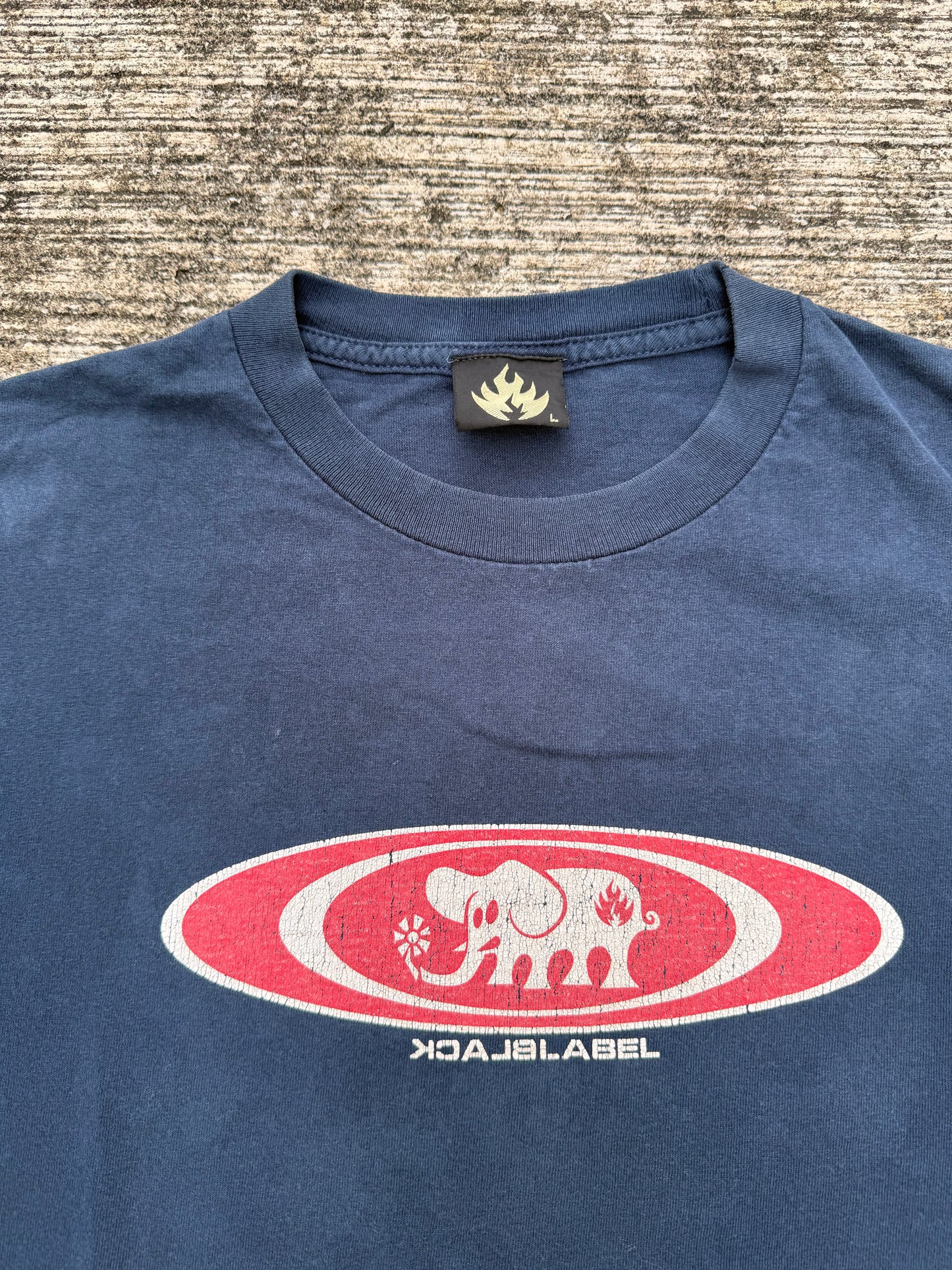 Black Label Skateboards “Flaming Elephant” Tee (Made in USA, Y2K Era)