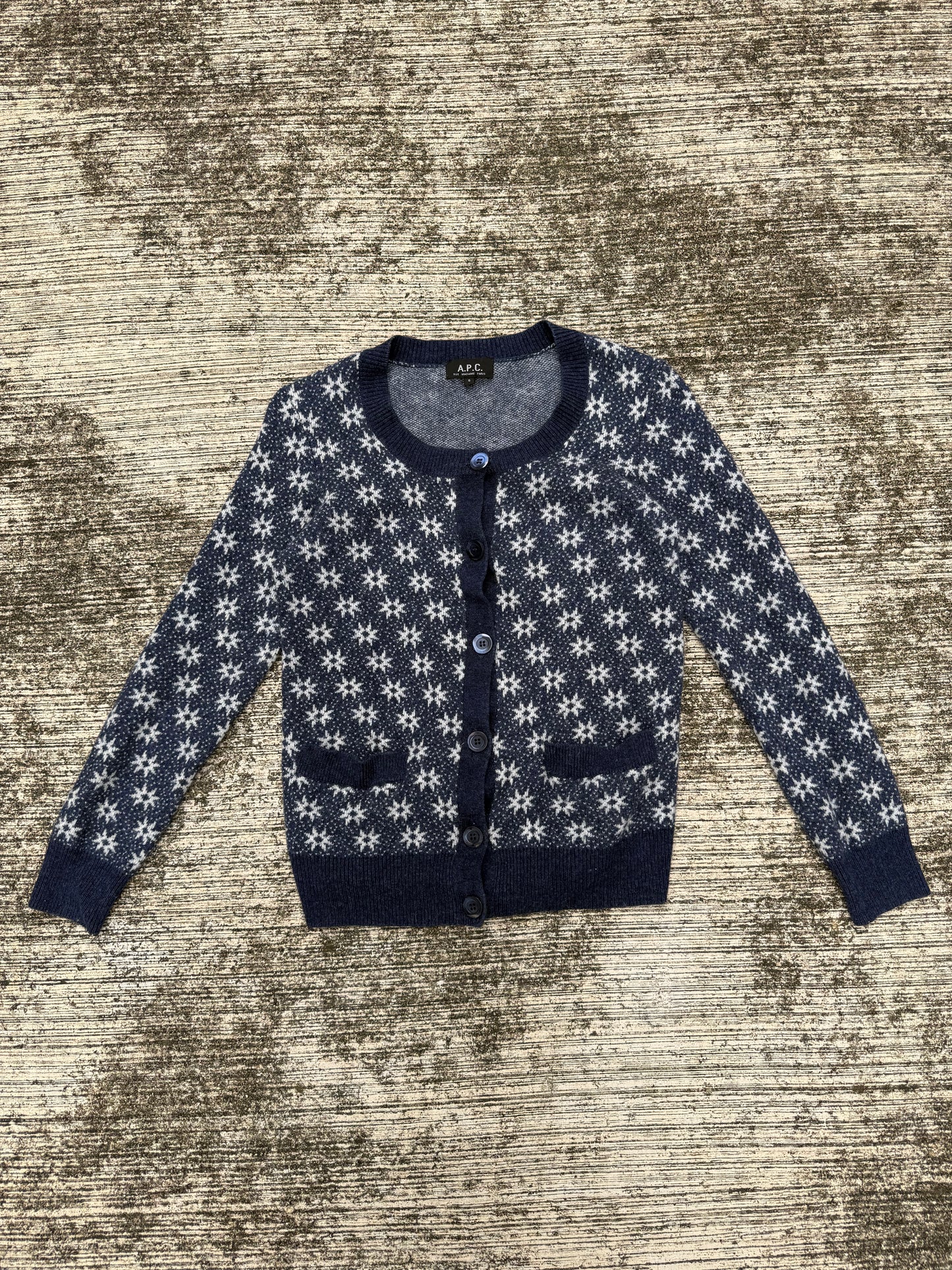 A.P.C. “Snowflake Jacquard” Wool Cardigan