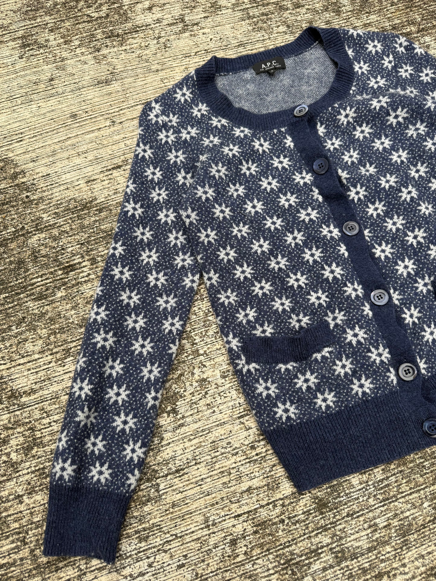 A.P.C. “Snowflake Jacquard” Wool Cardigan