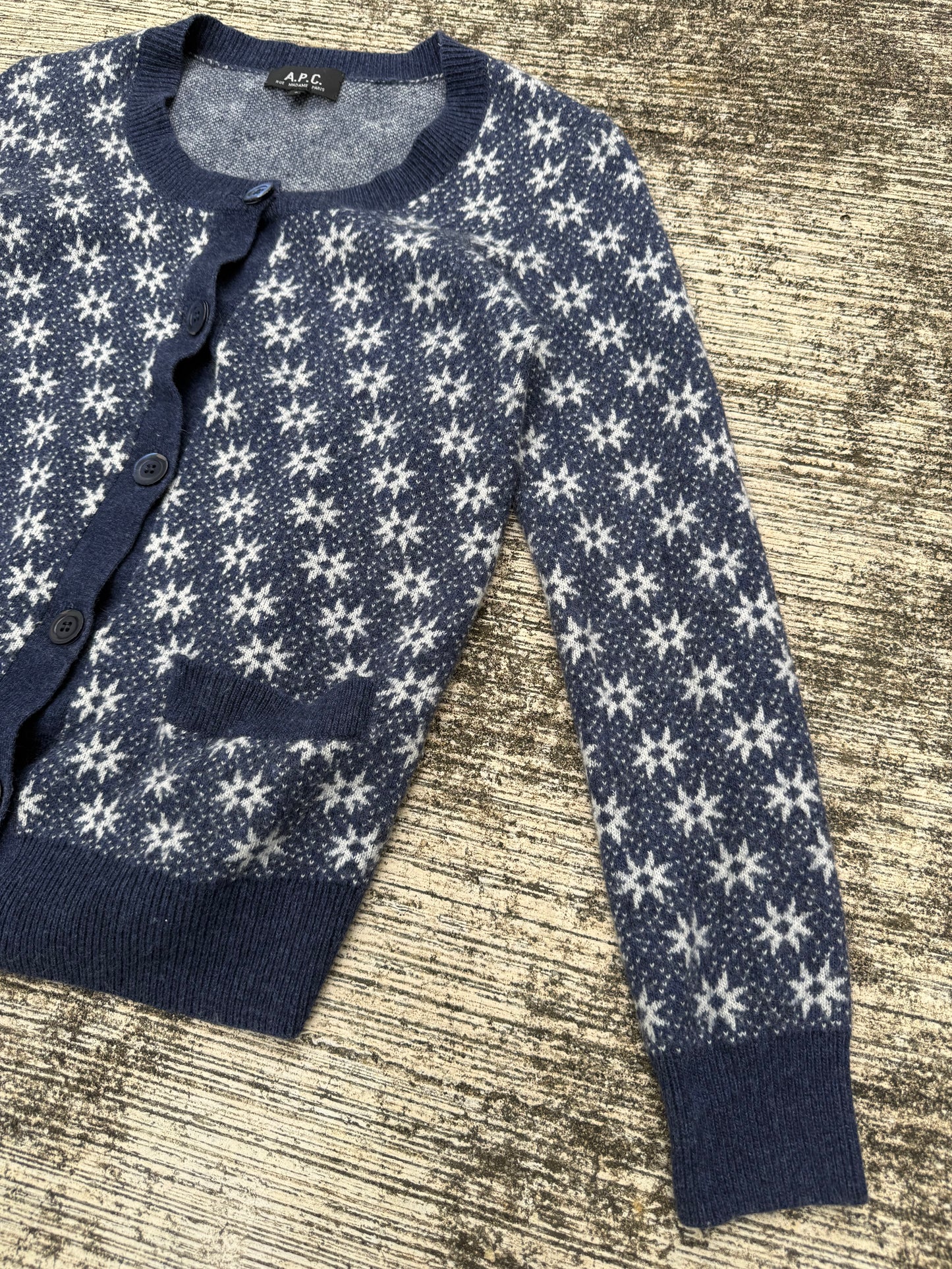 A.P.C. “Snowflake Jacquard” Wool Cardigan