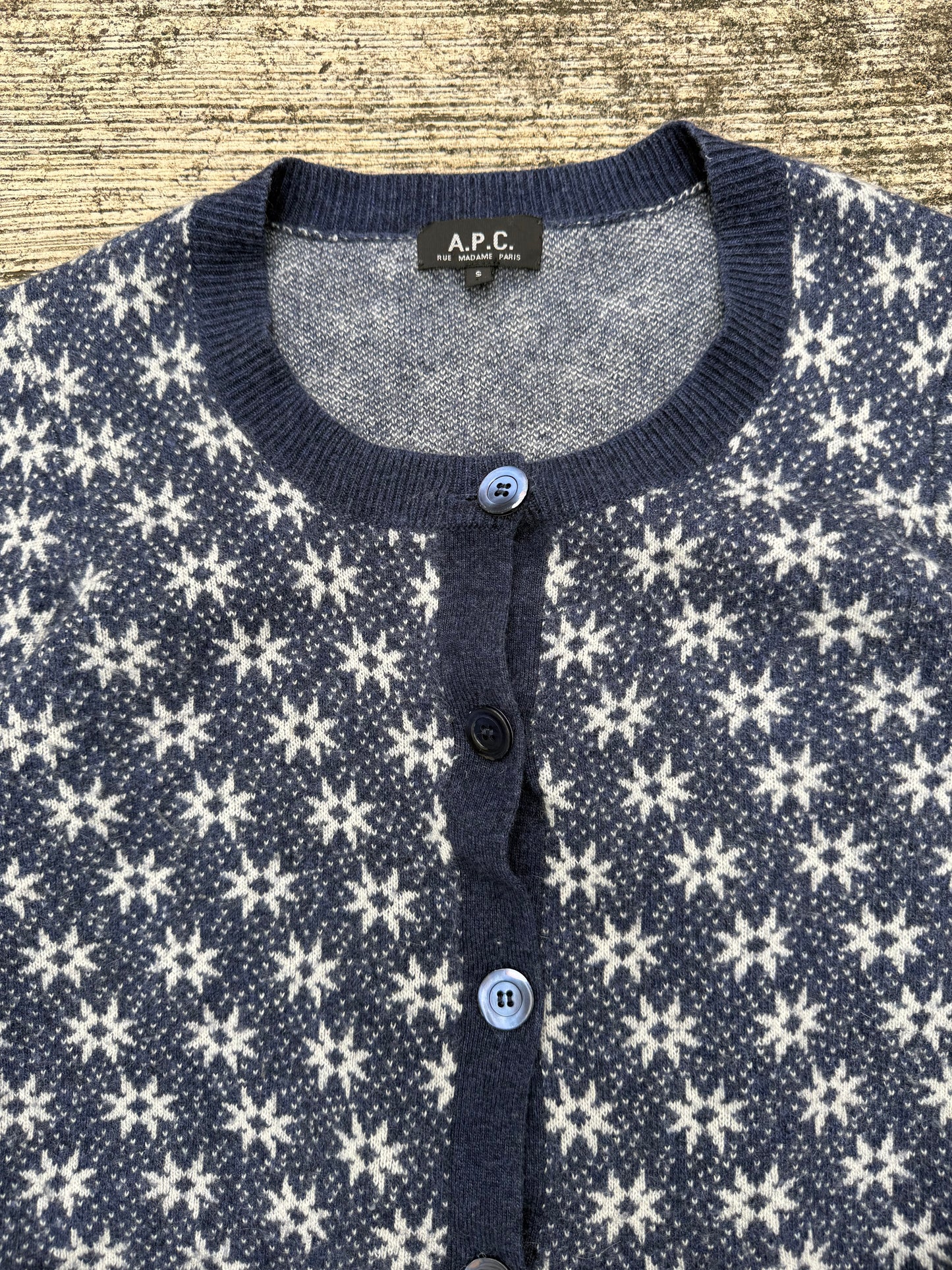 A.P.C. “Snowflake Jacquard” Wool Cardigan
