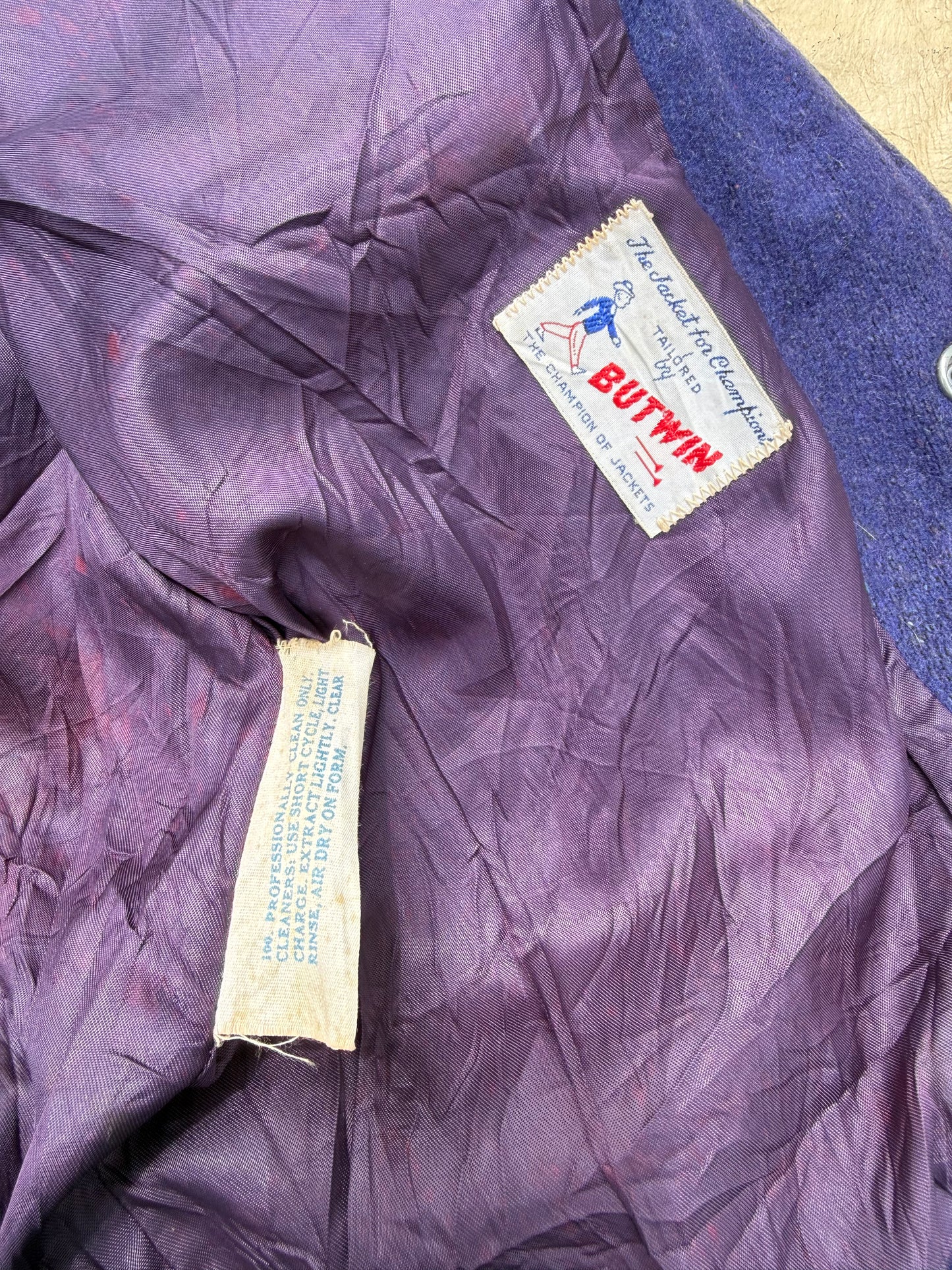 Vintage 1950s Butwin “E” Varsity Wool Jacket Made In Usa