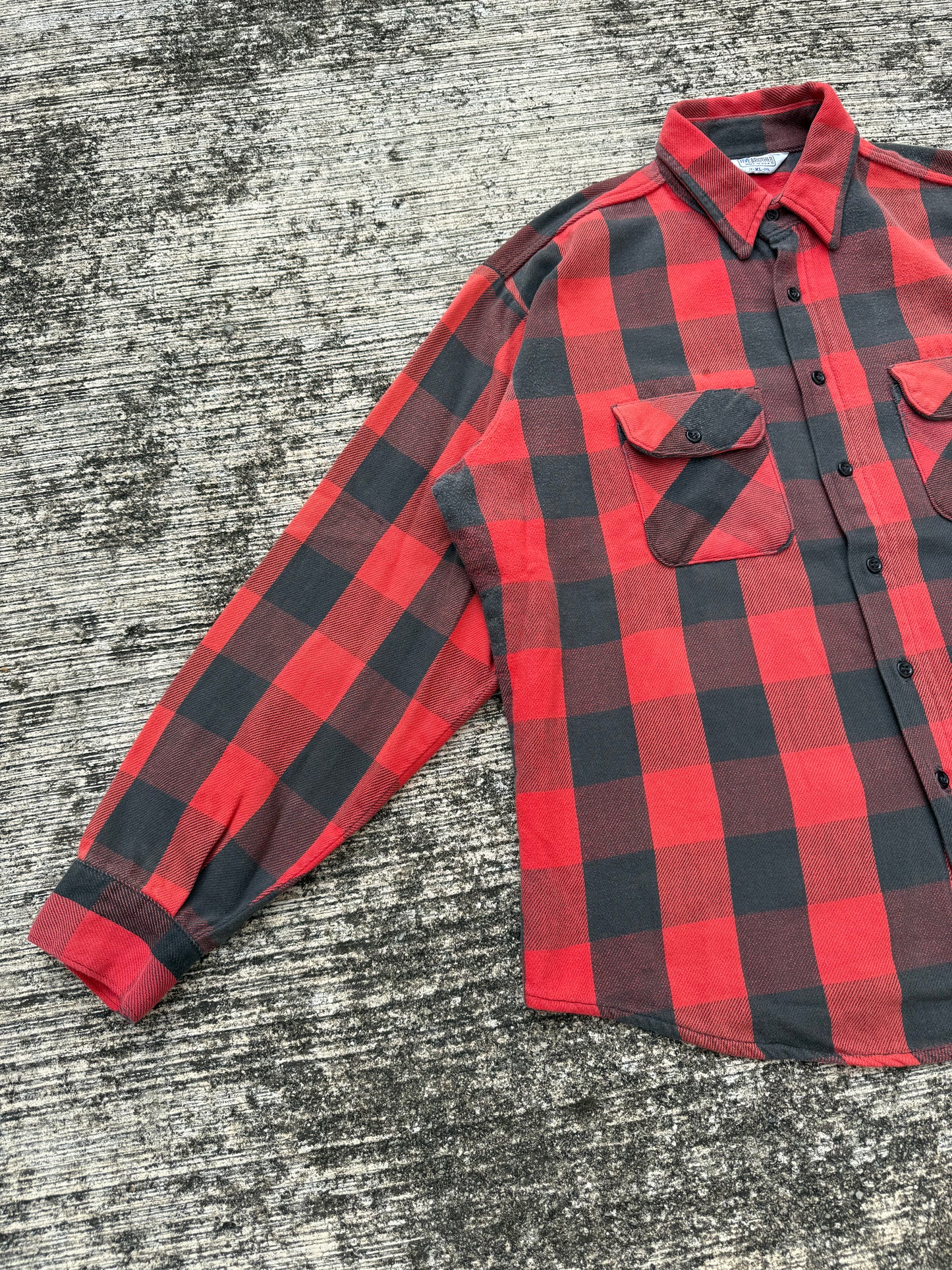 Vintage 1980s Five Brother Buffalo Plaid Flannel Shirt