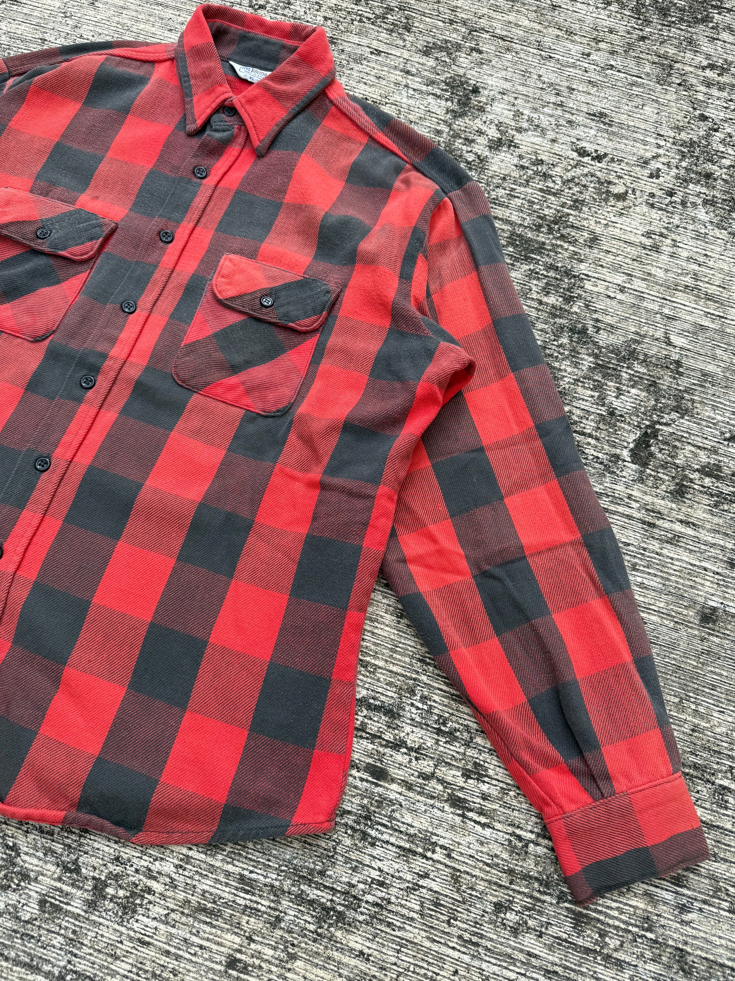 Vintage 1980s Five Brother Buffalo Plaid Flannel Shirt