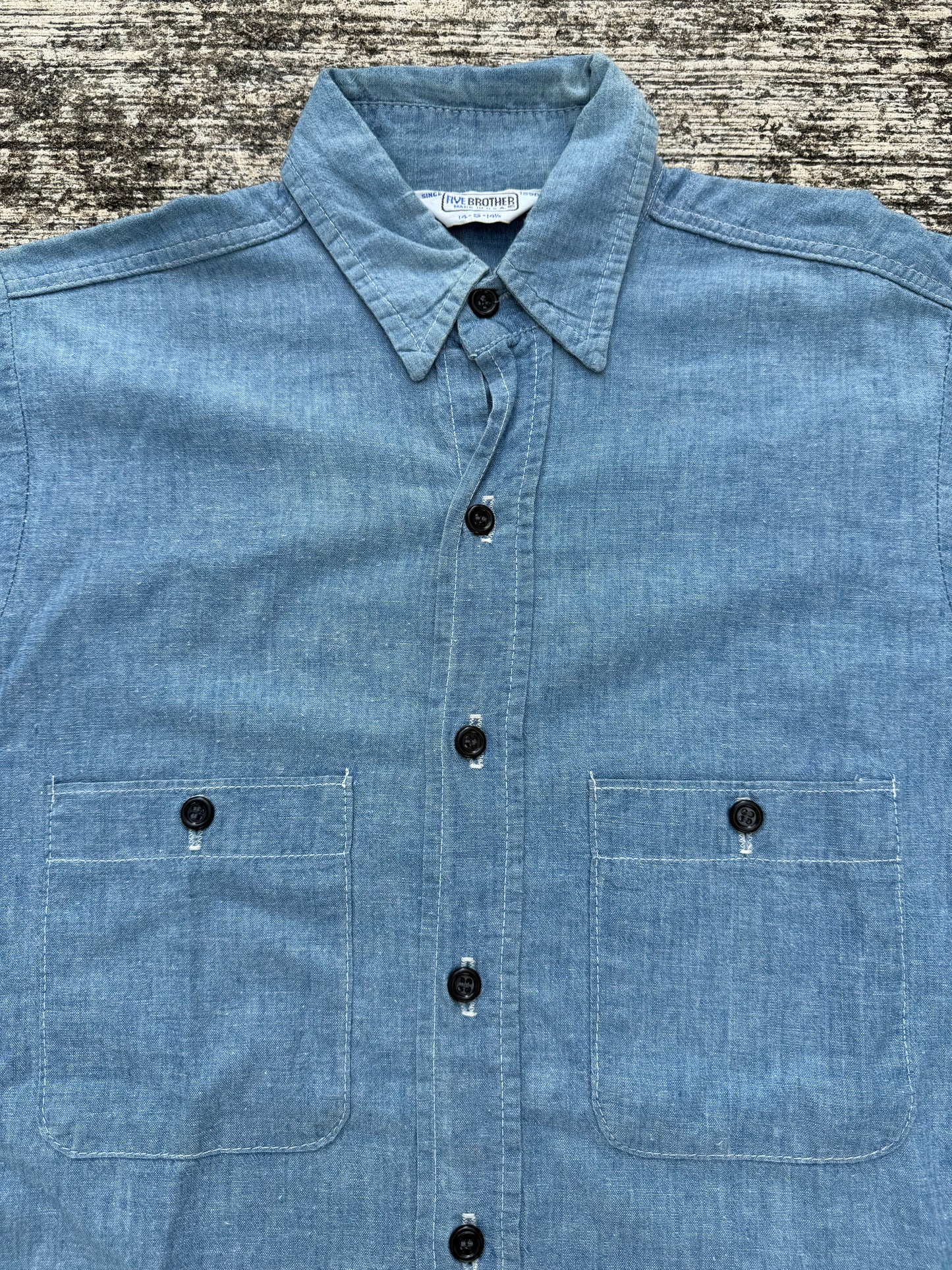 Vintage 1980s Five Brother Chambray Work Shirt