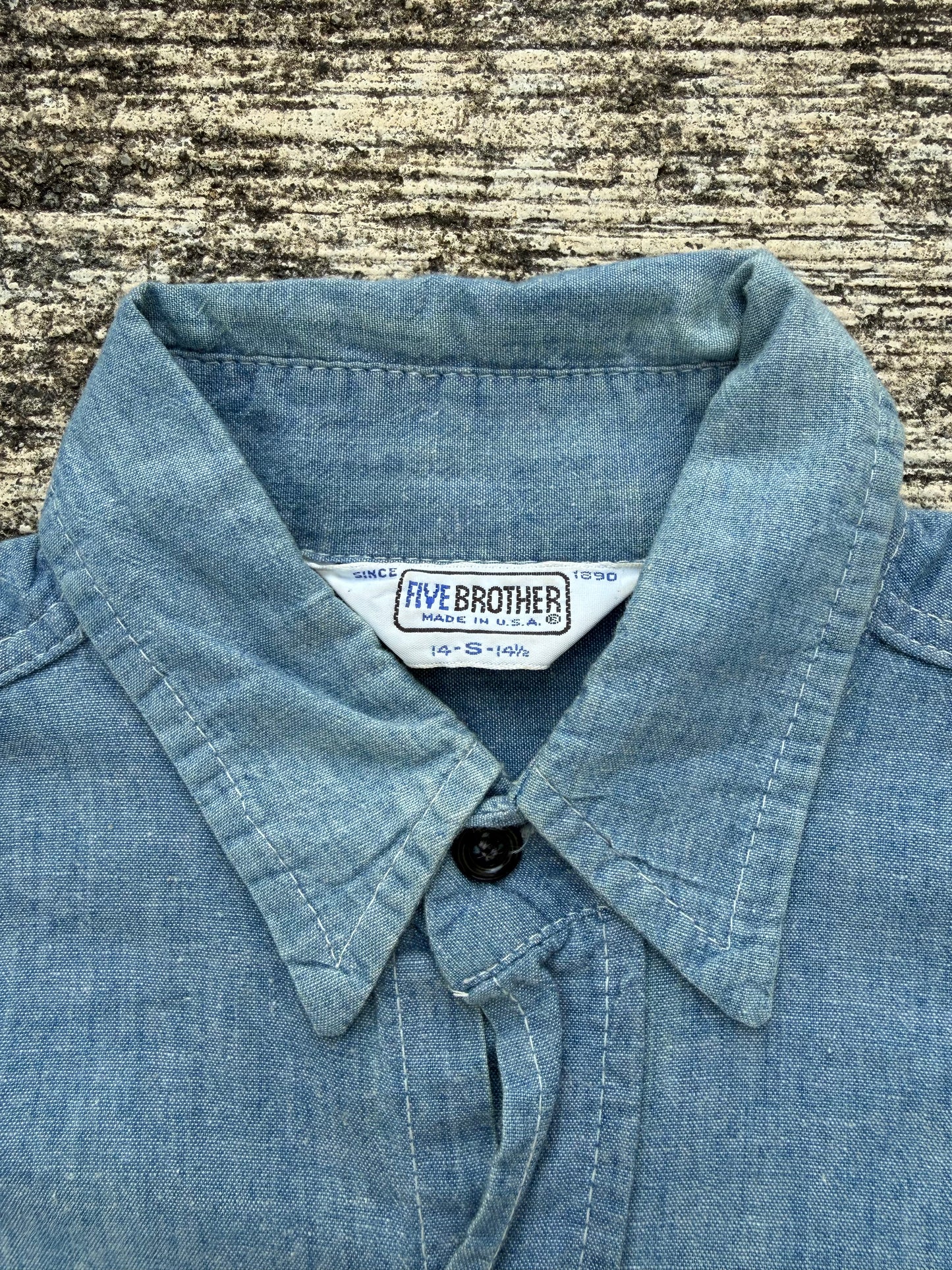 Vintage 1980s Five Brother Chambray Work Shirt