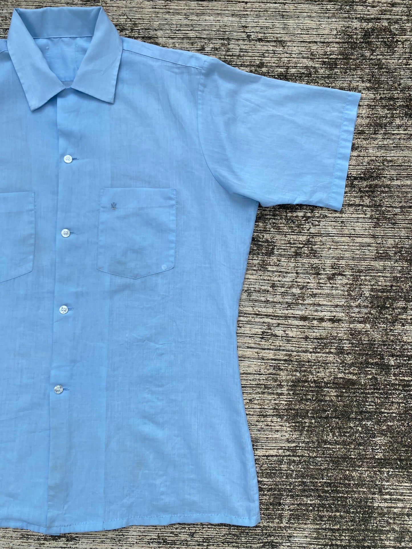 Vintage 70s Sky Blue Short Sleeve Shirt