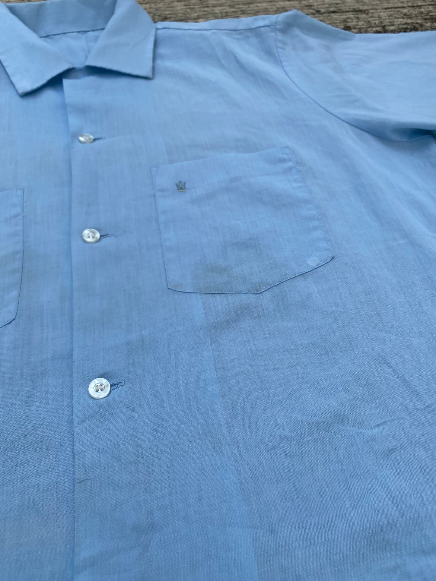 Vintage 70s Sky Blue Short Sleeve Shirt