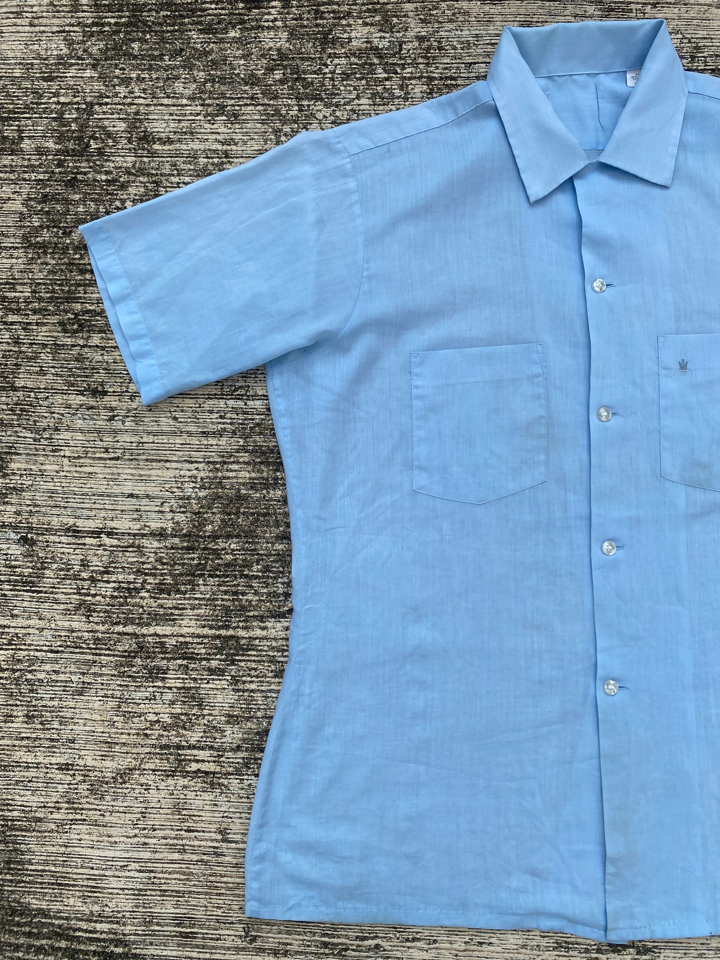 Vintage 70s Sky Blue Short Sleeve Shirt