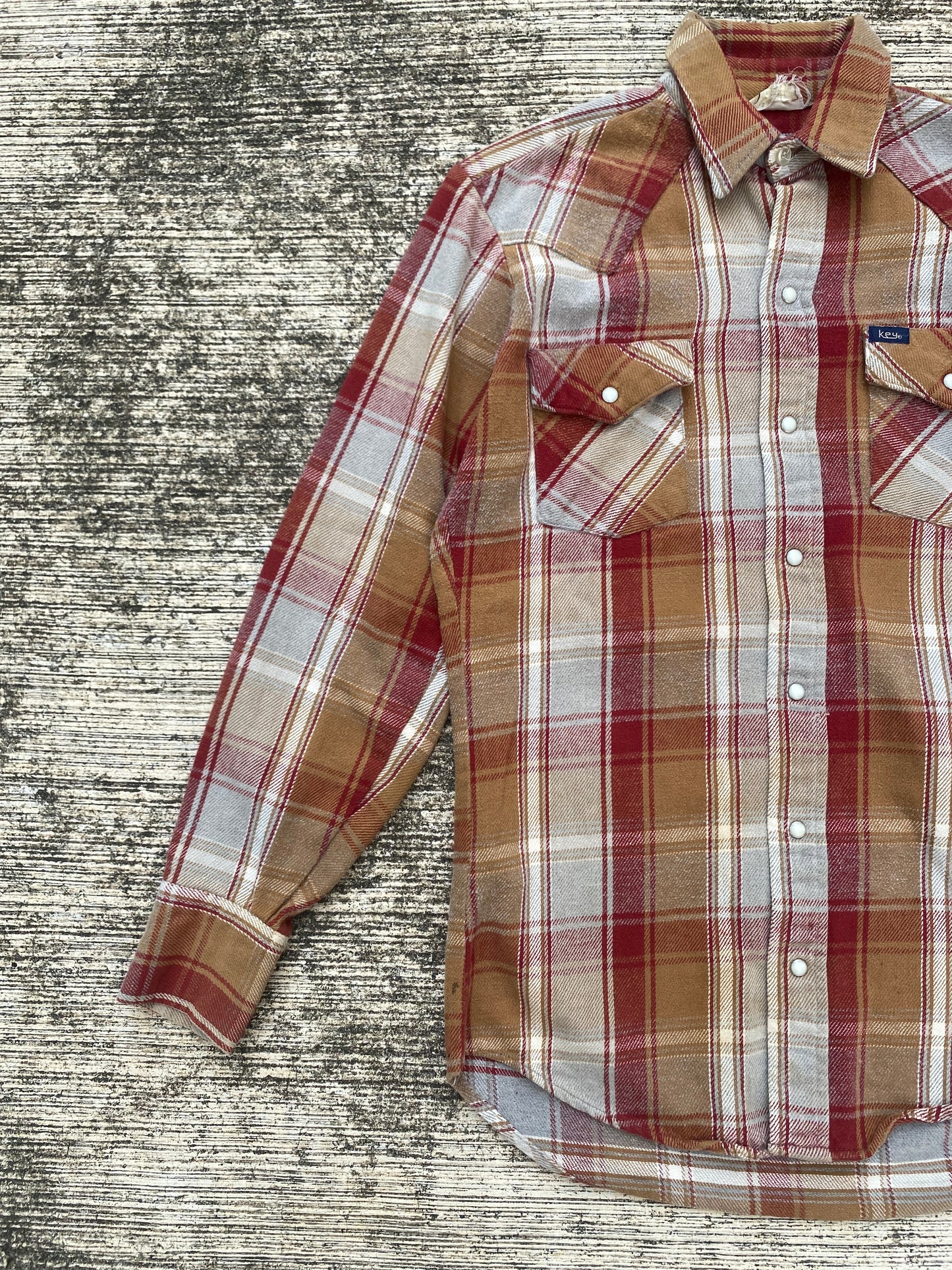 Vintage 1970s-80s Key Western Pearl Snap Flannel Shirt