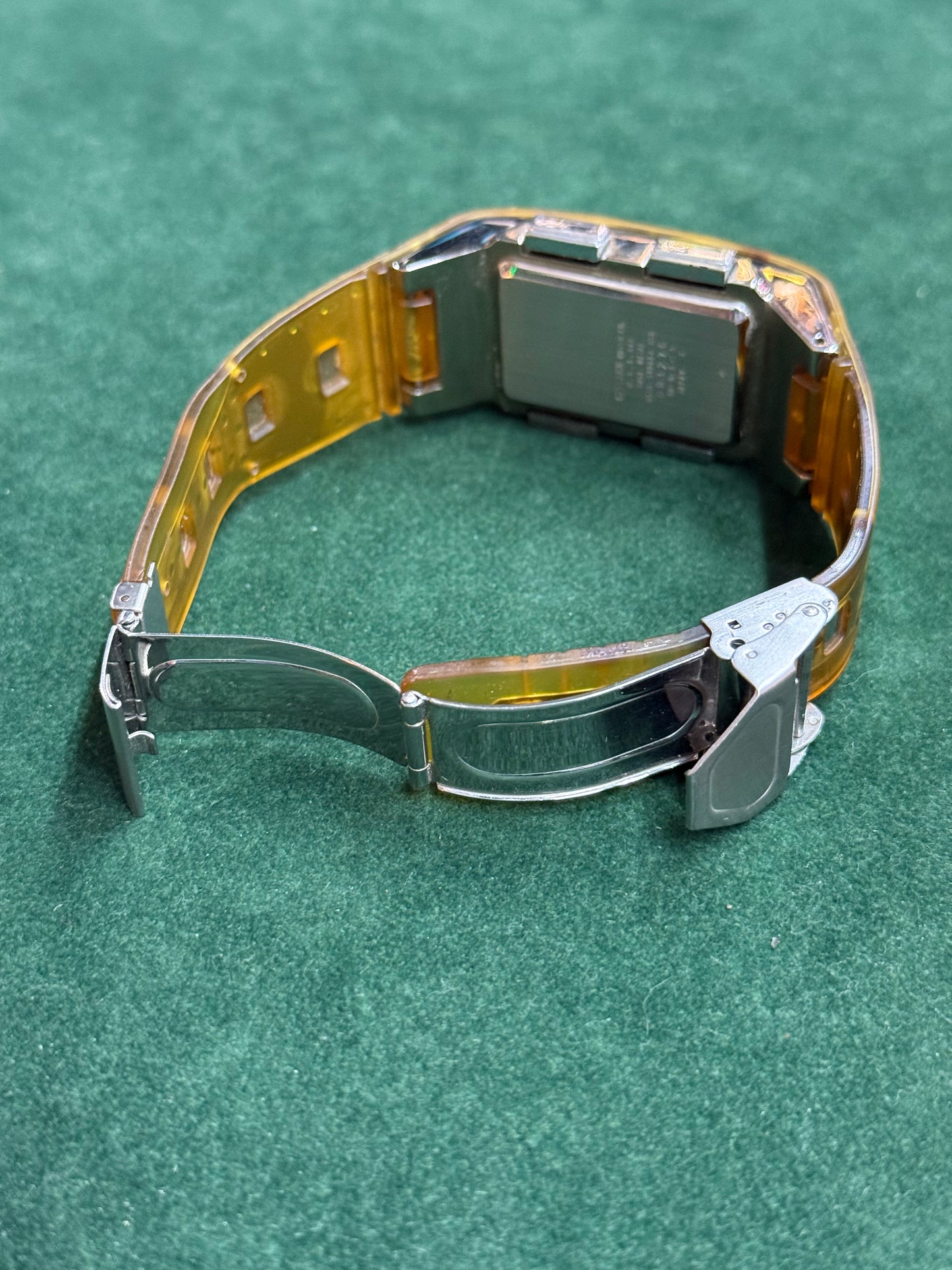 Vintage Citizen Ana-Digi Temp GN-0-S9 Amber Case Digital Watch Japan Rare
