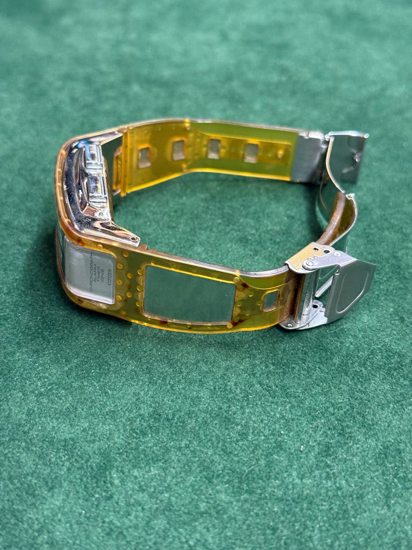 Vintage Citizen Ana-Digi Temp GN-0-S9 Amber Case Digital Watch Japan Rare