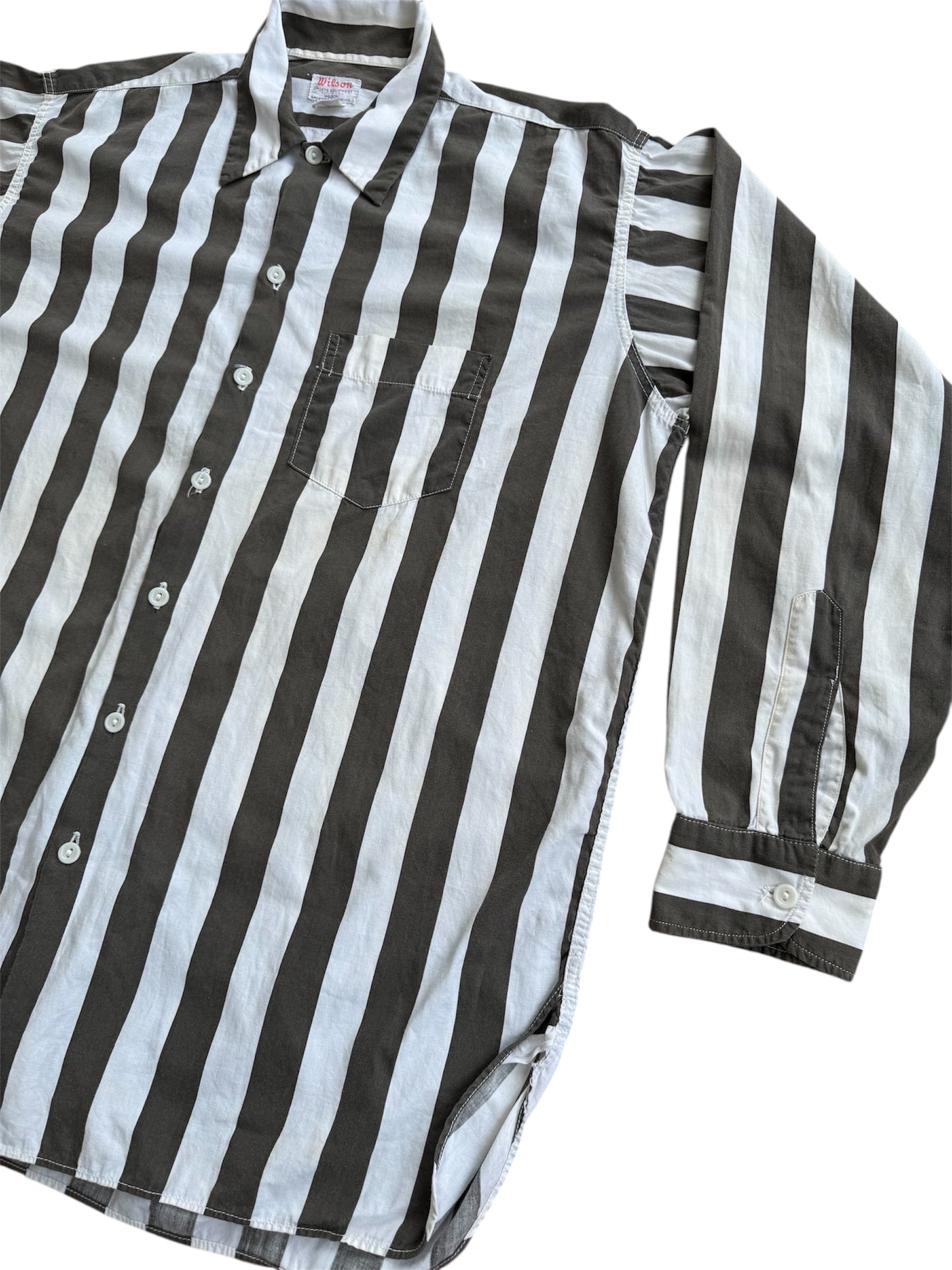 Vintage 1940s-50s Wilson Sports Equipment Striped Shirt Made In Usa