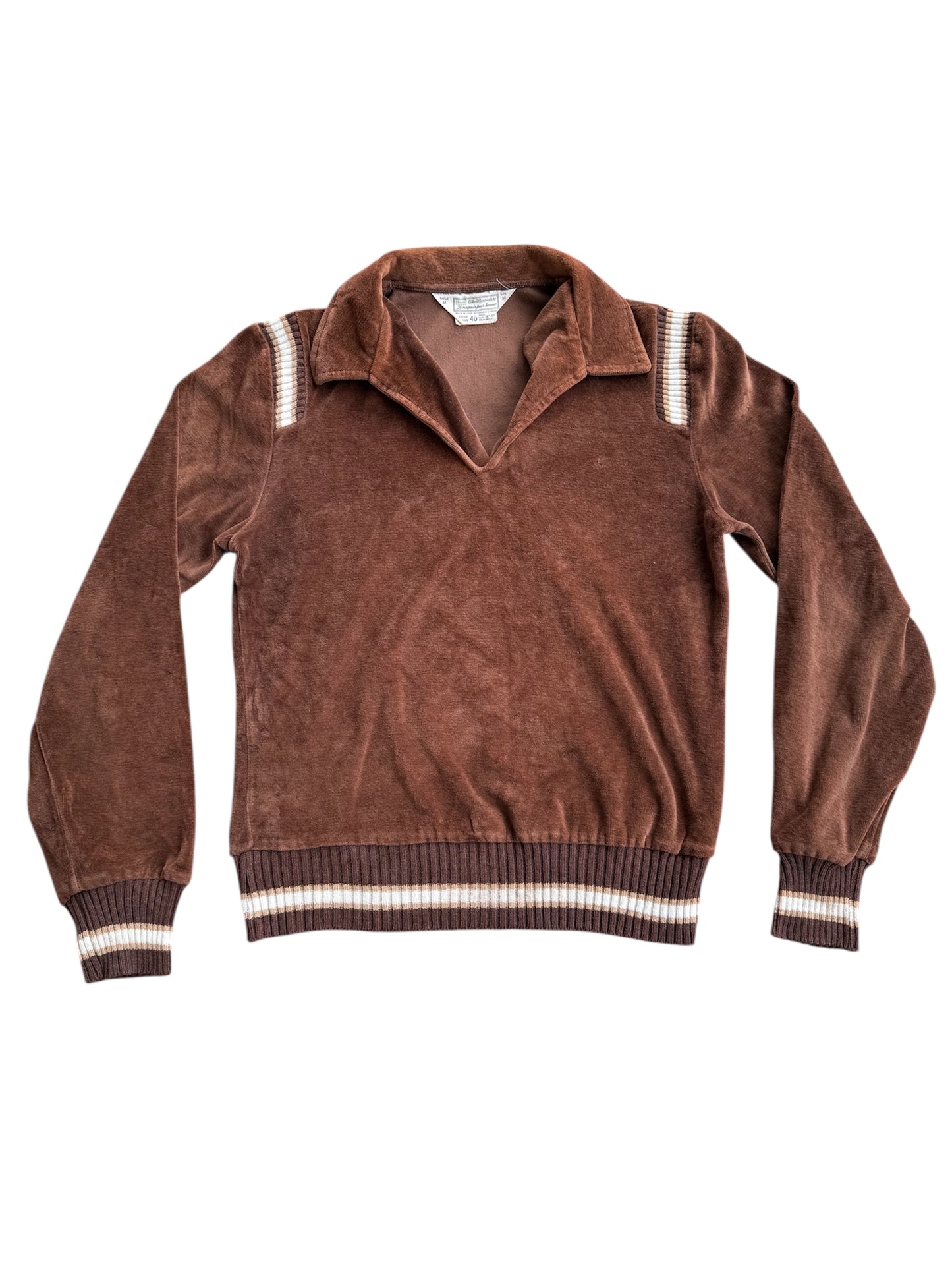 Vintage 1970s Sears The Men’s Store Brown Velour Knit Top