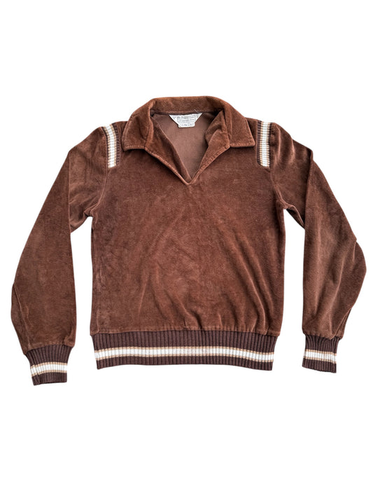 Vintage 1970s Sears The Men’s Store Brown Velour Knit Top
