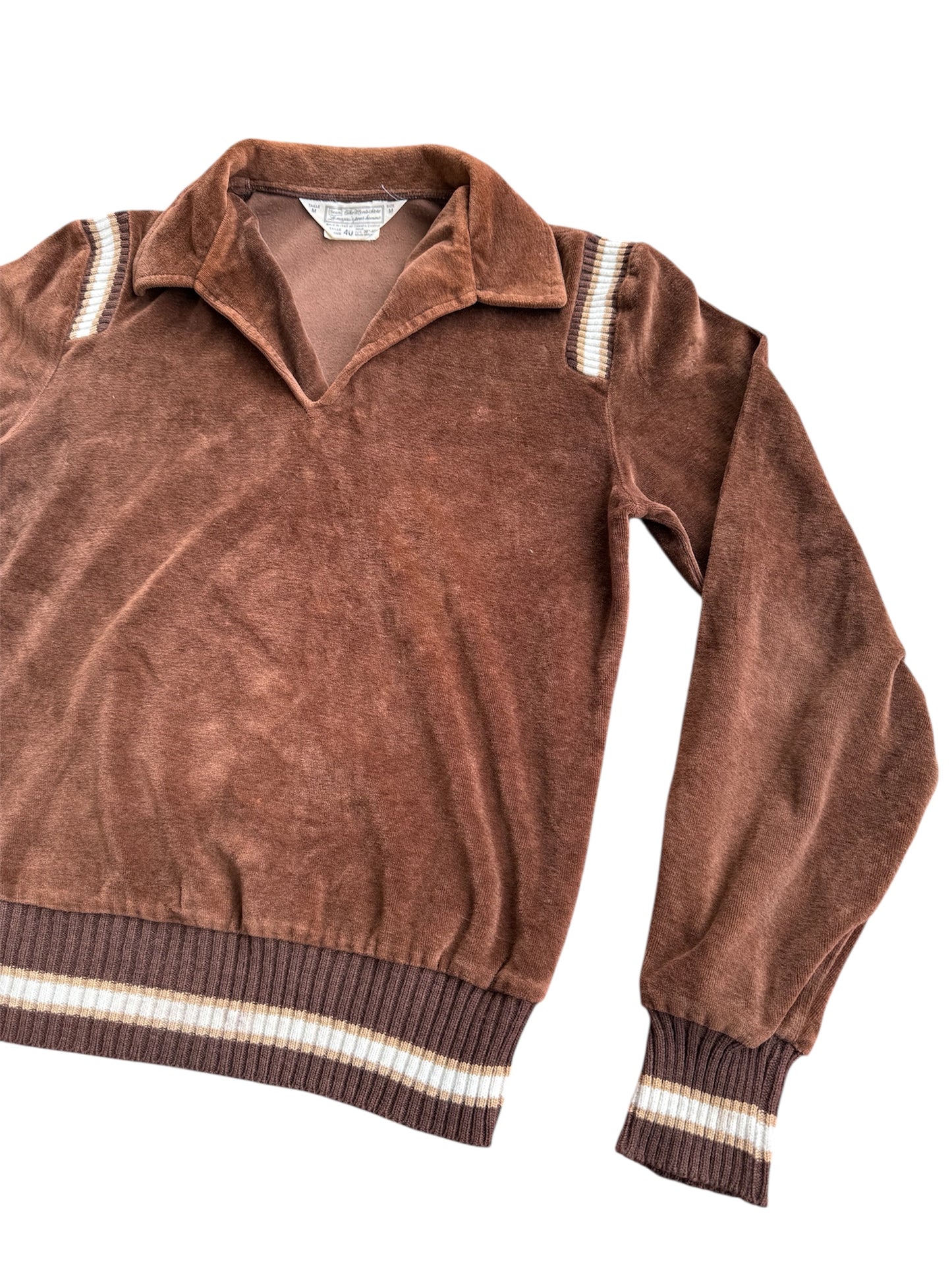 Vintage 1970s Sears The Men’s Store Brown Velour Knit Top