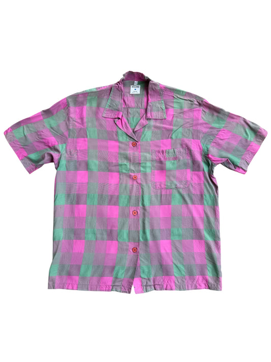 Moschino Pink & Green Check Rayon Shirt