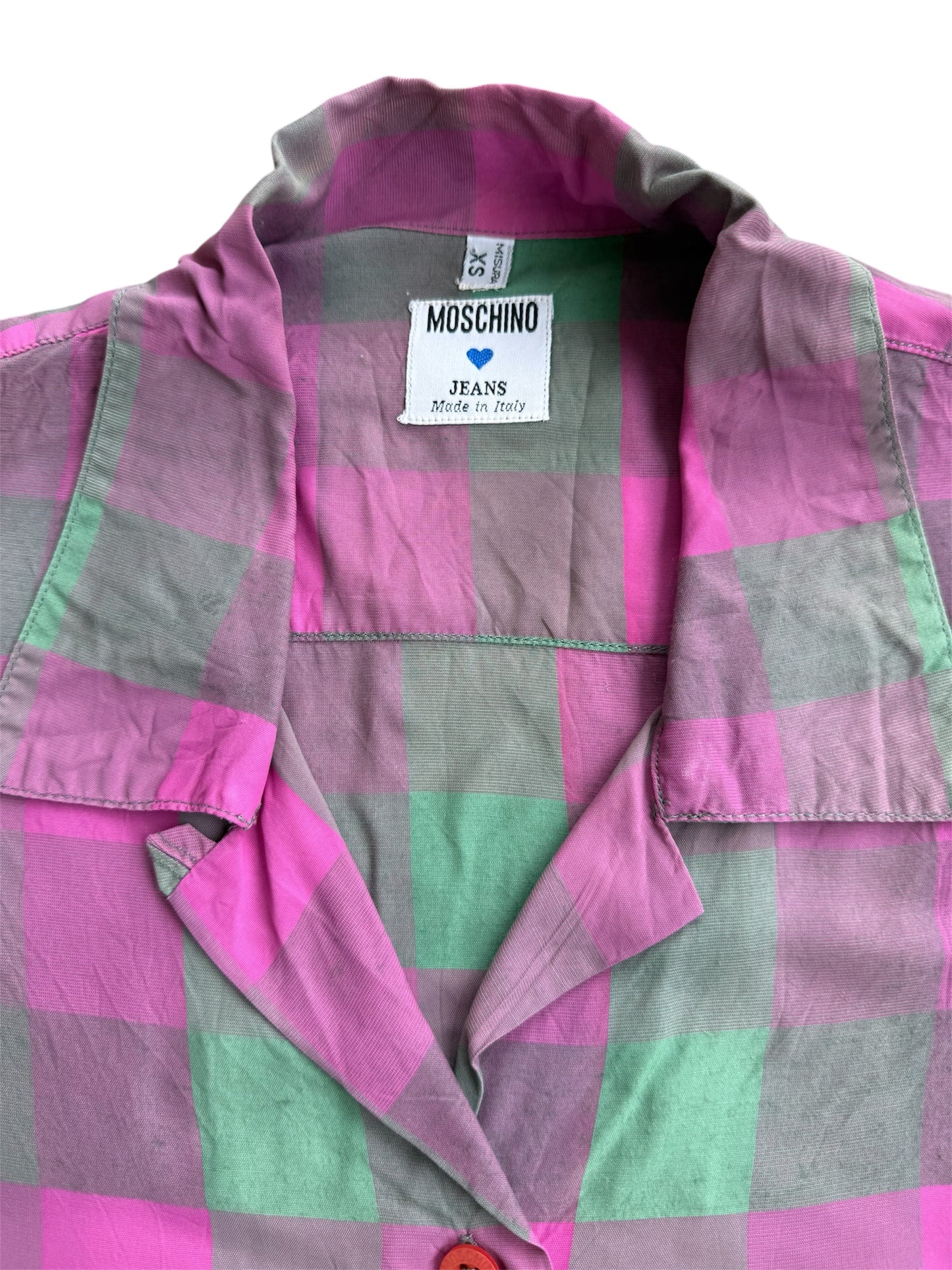 Moschino Pink & Green Check Rayon Shirt