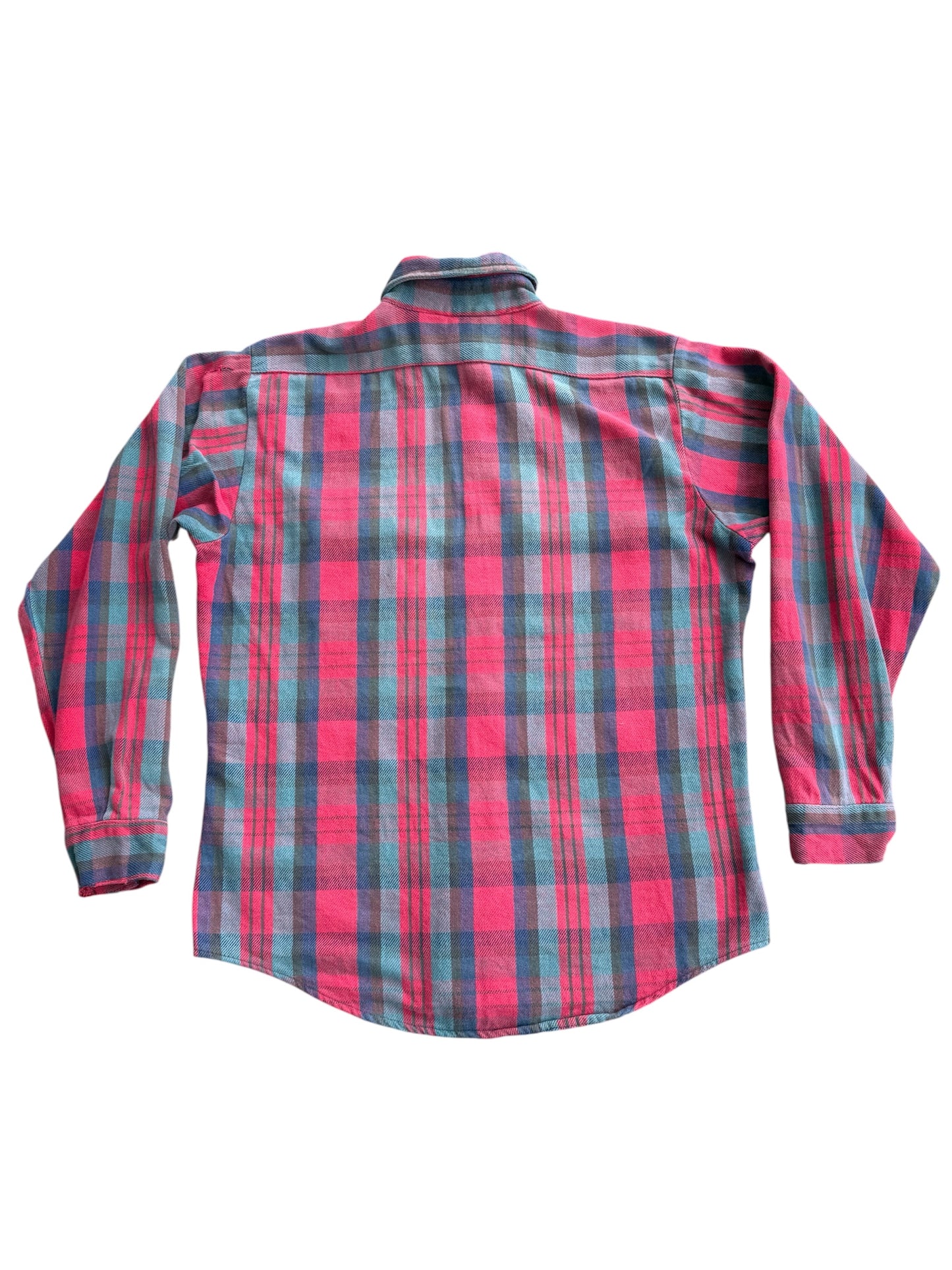 Vintage 1970s-80s Five Brother Red & Teal Heavy Flannel Shirt