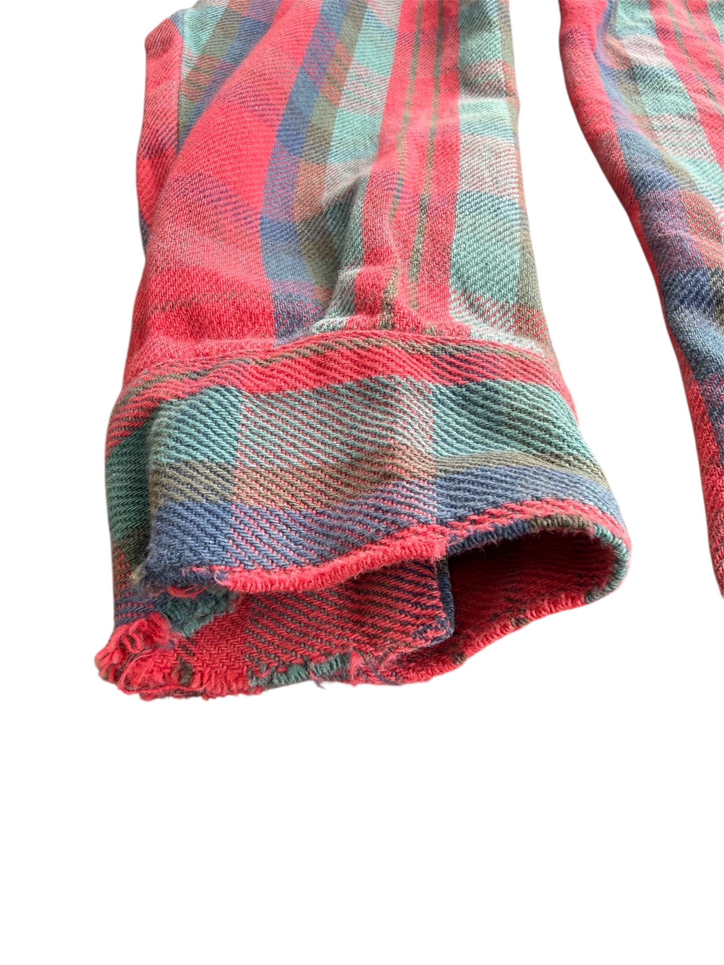Vintage 1970s-80s Five Brother Red & Teal Heavy Flannel Shirt