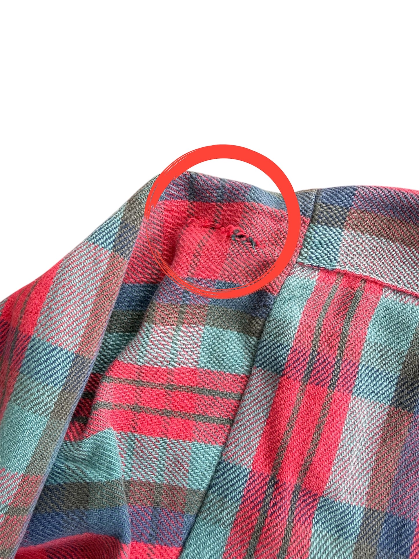Vintage 1970s-80s Five Brother Red & Teal Heavy Flannel Shirt