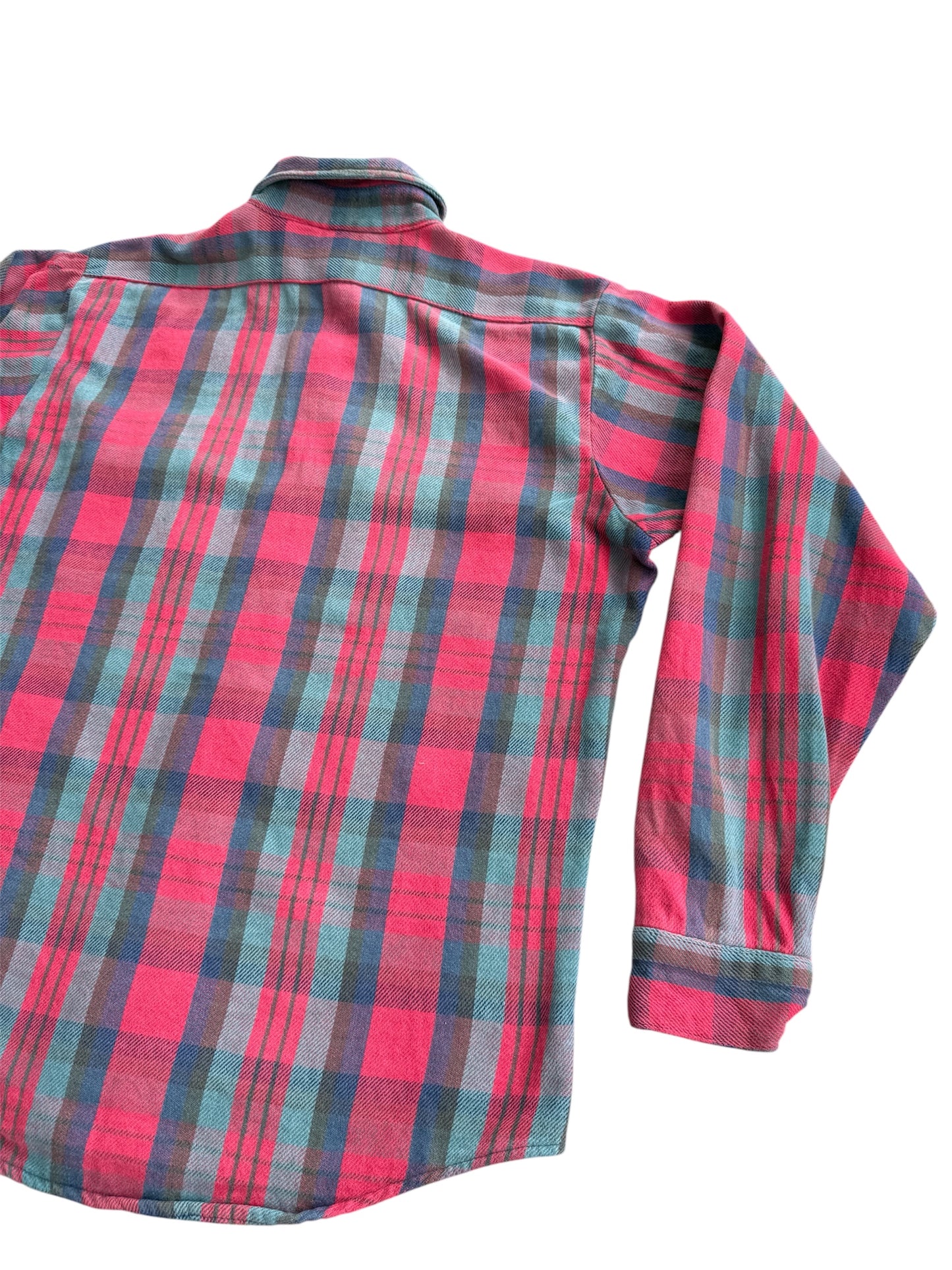 Vintage 1970s-80s Five Brother Red & Teal Heavy Flannel Shirt