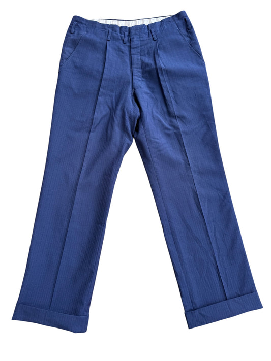 Vintage 1950s European Navy Pinstripe Wool Trousers