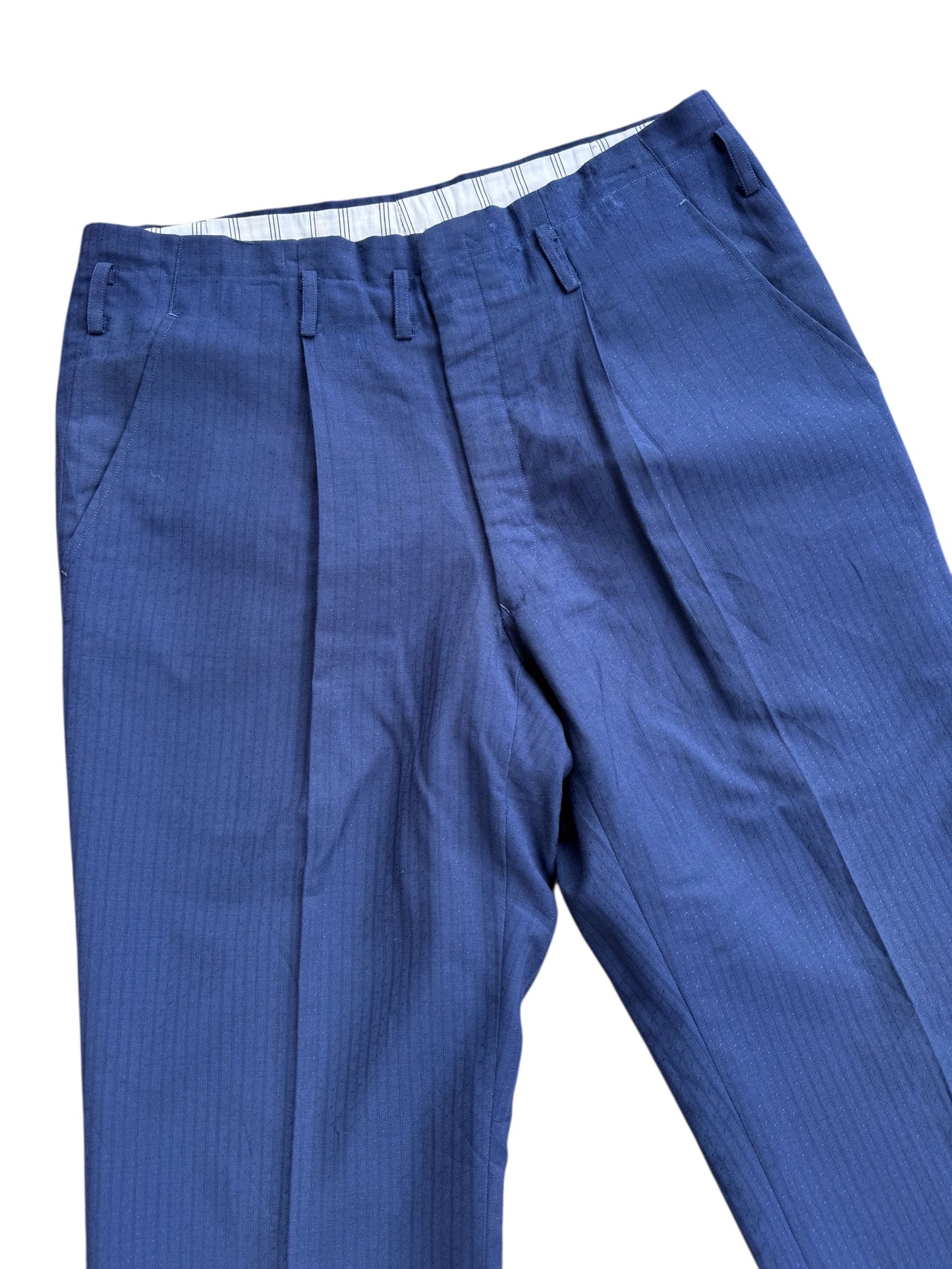 Vintage 1950s European Navy Pinstripe Wool Trousers