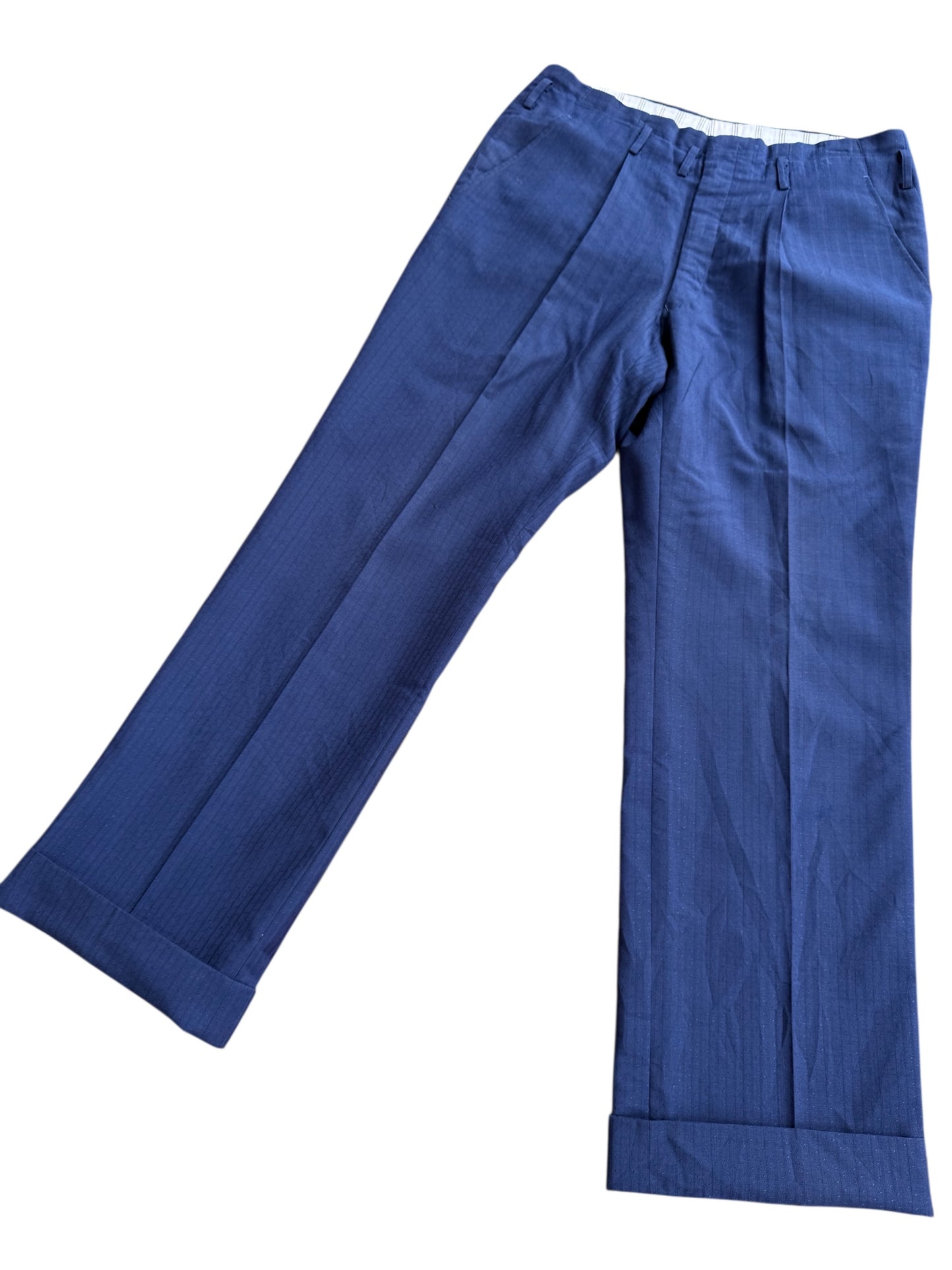Vintage 1950s European Navy Pinstripe Wool Trousers