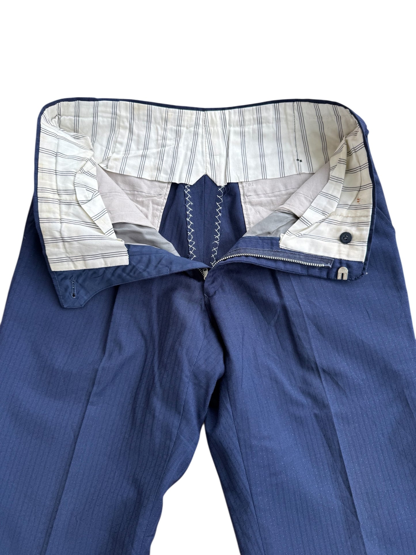 Vintage 1950s European Navy Pinstripe Wool Trousers