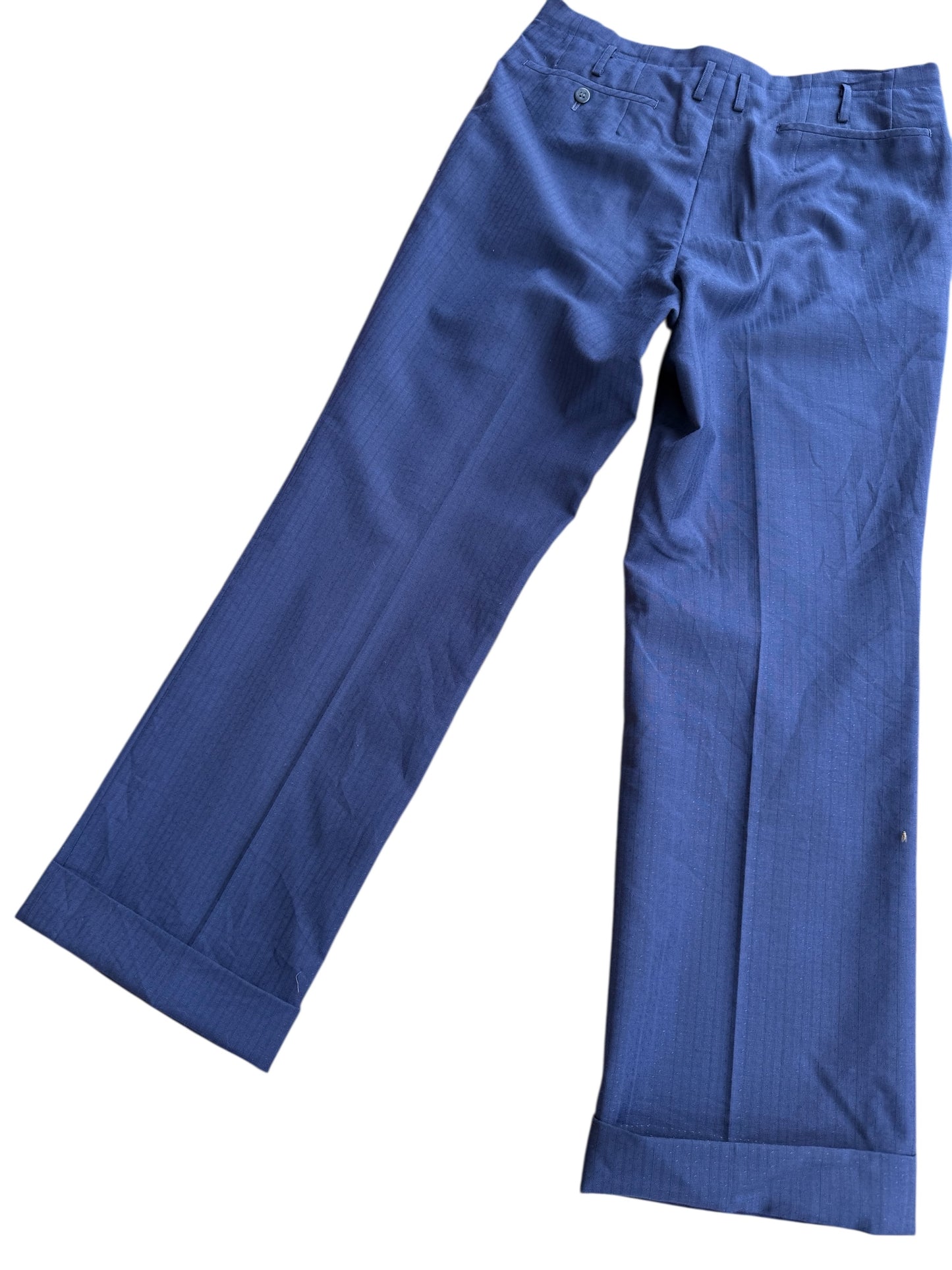 Vintage 1950s European Navy Pinstripe Wool Trousers