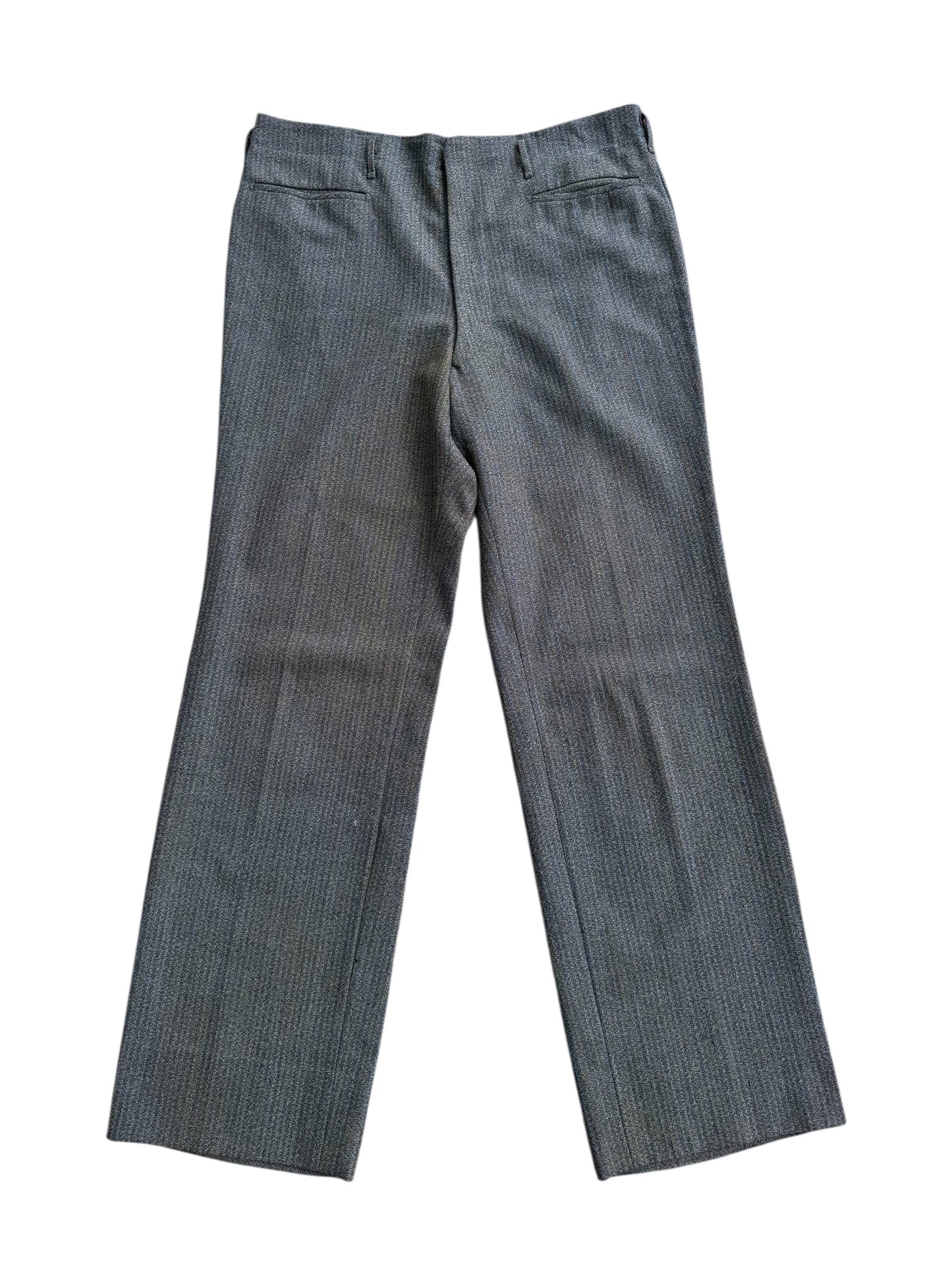 Vintage 1960s European Grey Herringbone Wool Trousers