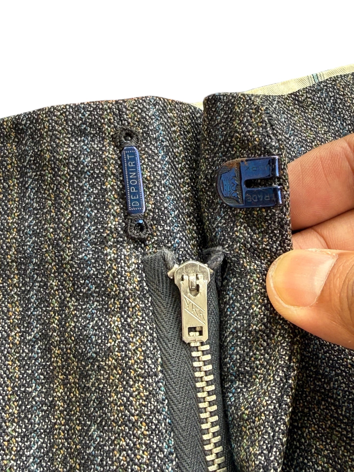Vintage 1960s European Grey Herringbone Wool Trousers