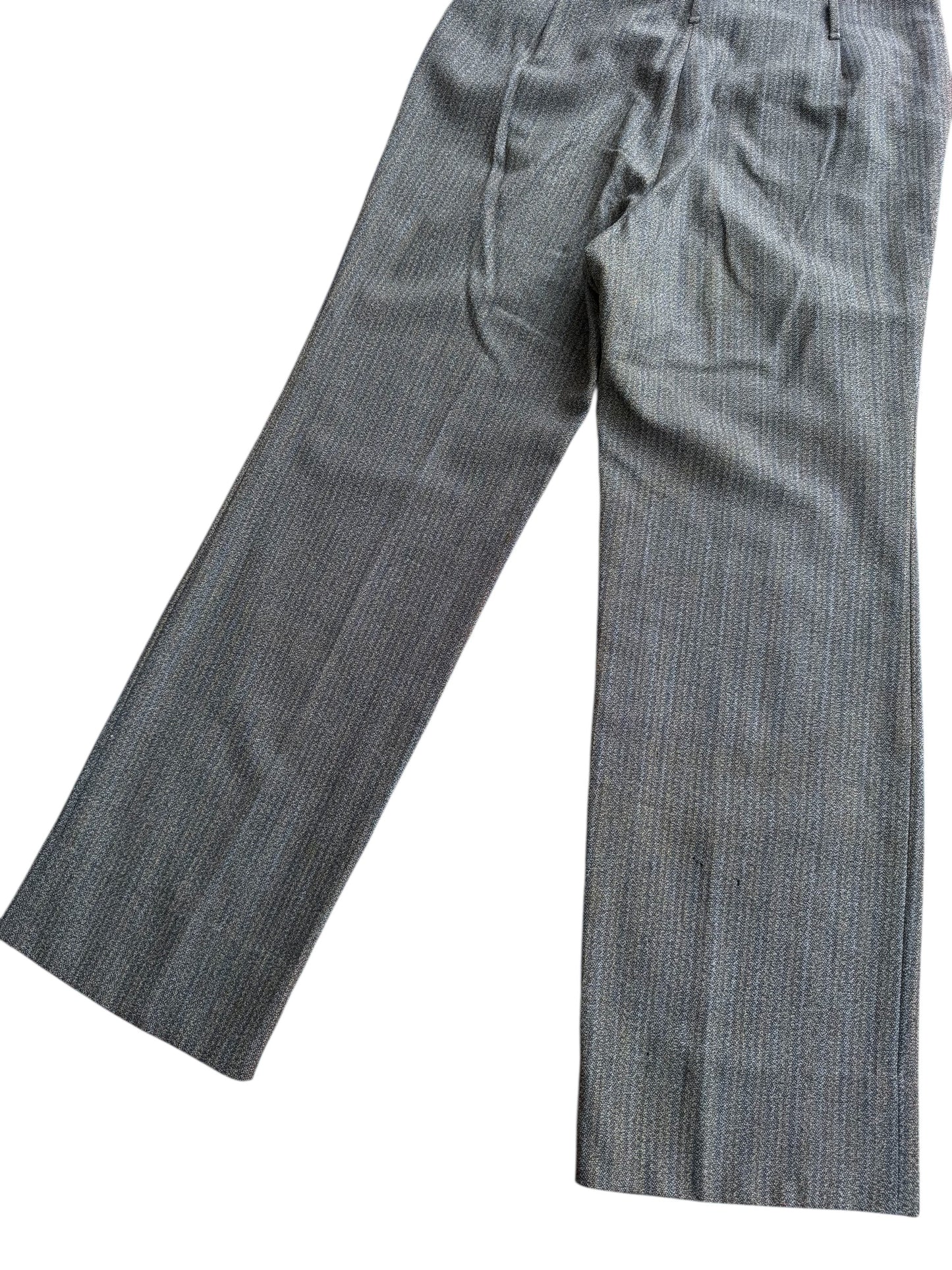 Vintage 1960s European Grey Herringbone Wool Trousers