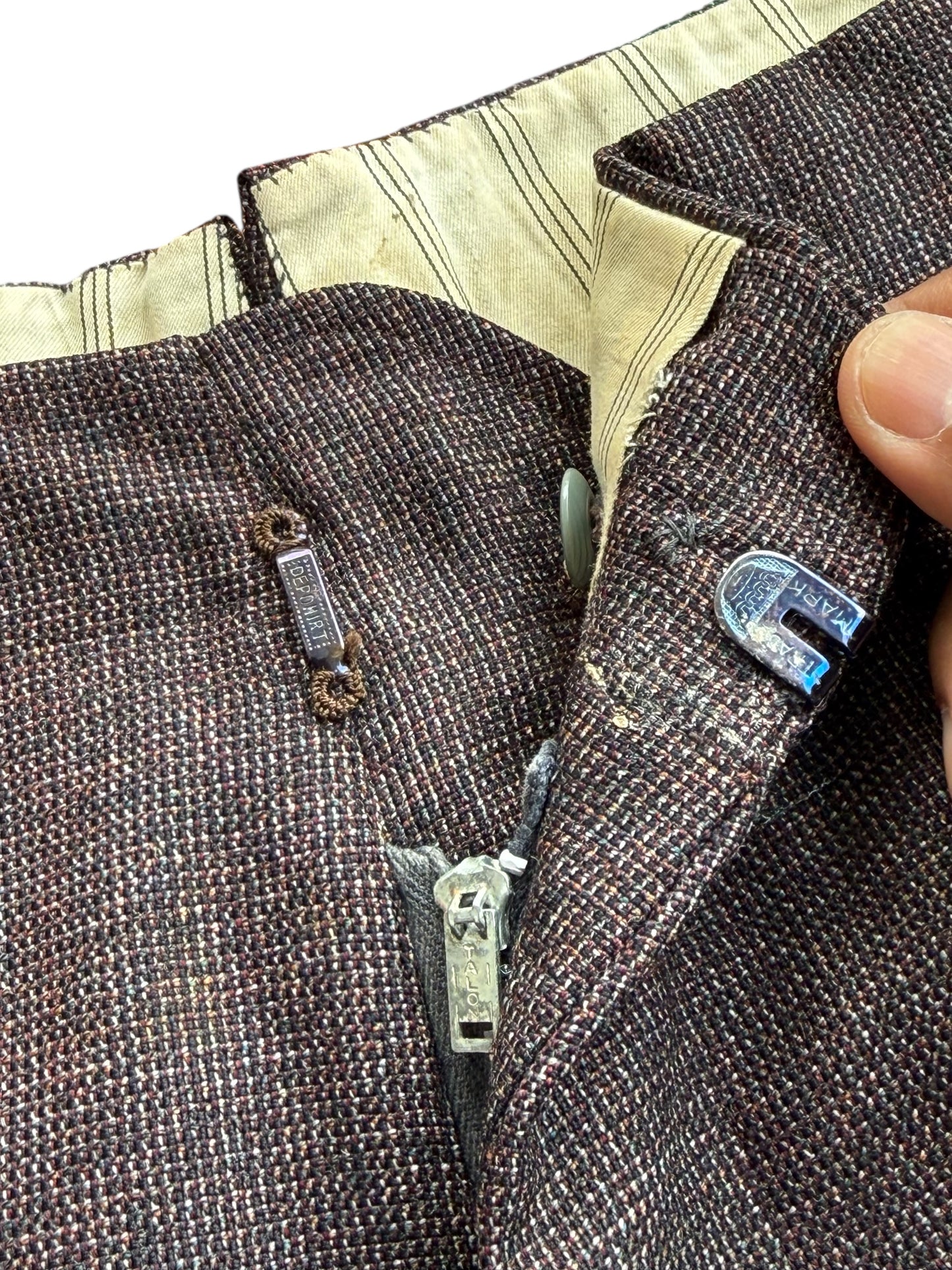 Vintage 1960s Japanese Bespoke Wool Tweed Trousers Sato Tailor Otaru